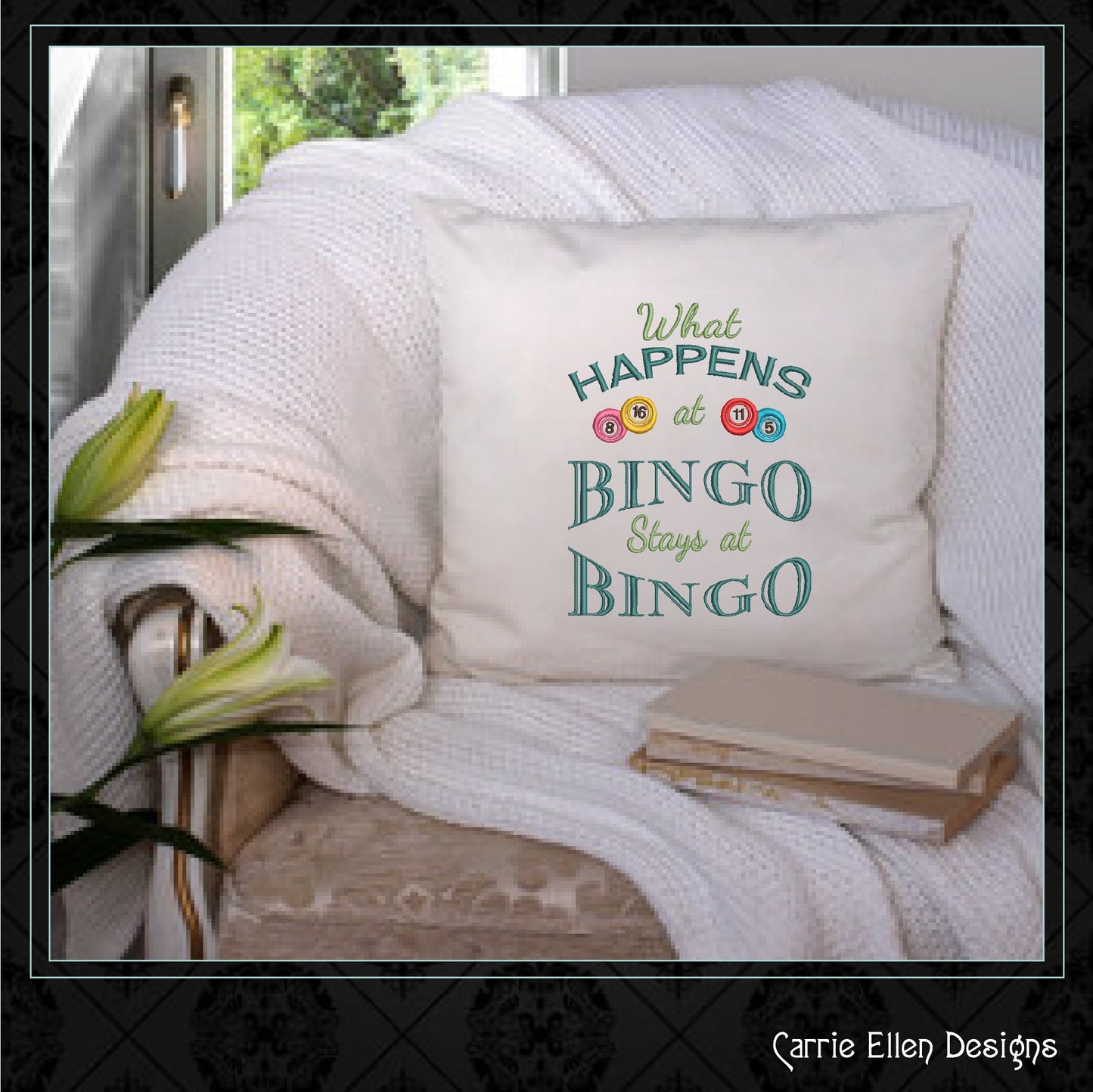 What Happens At Bingo Embroidery Design, Machine Embroidery Design, Sarcastic Bingo Game Saying, 6 Sizes (2392)