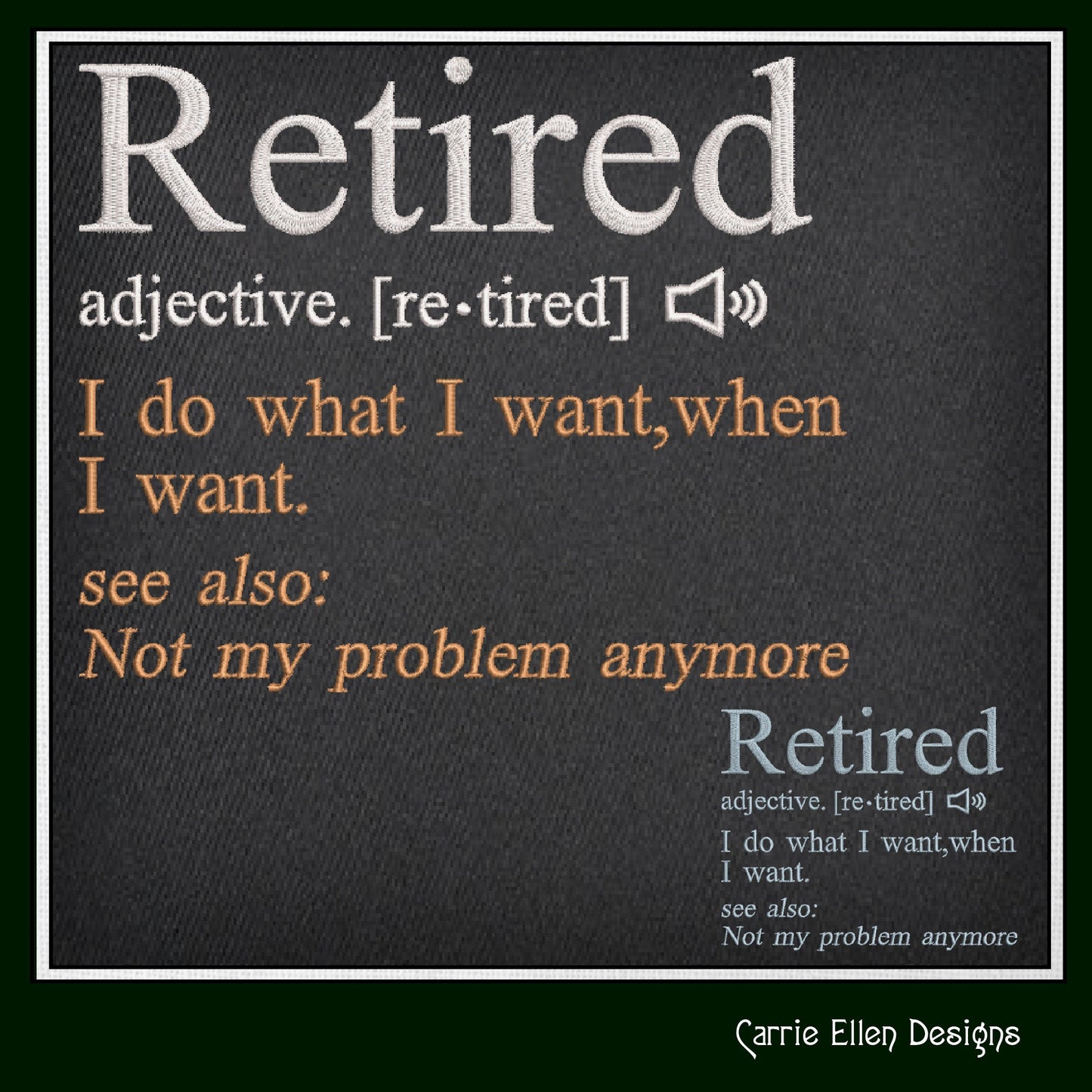 Retired Definition Embroidery Design, Machine Embroidery Design, Snarky Retirement Saying, 6 Sizes (2391)