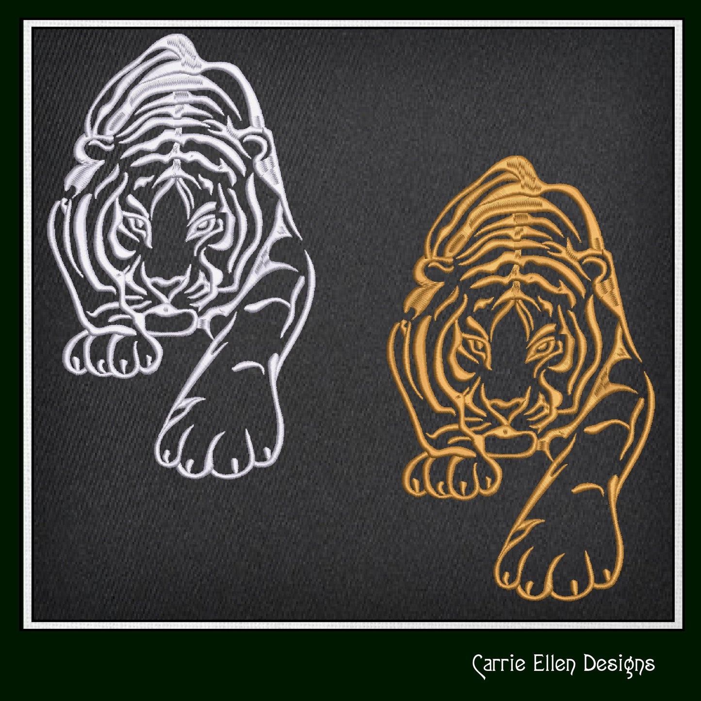 Tiger Machine Embroidery Design, Animal Embroidery, Crouching Artistic Jungle Cat Embroidery Design, Wild Cat Embroidery Design, 6 Sizes (2542)