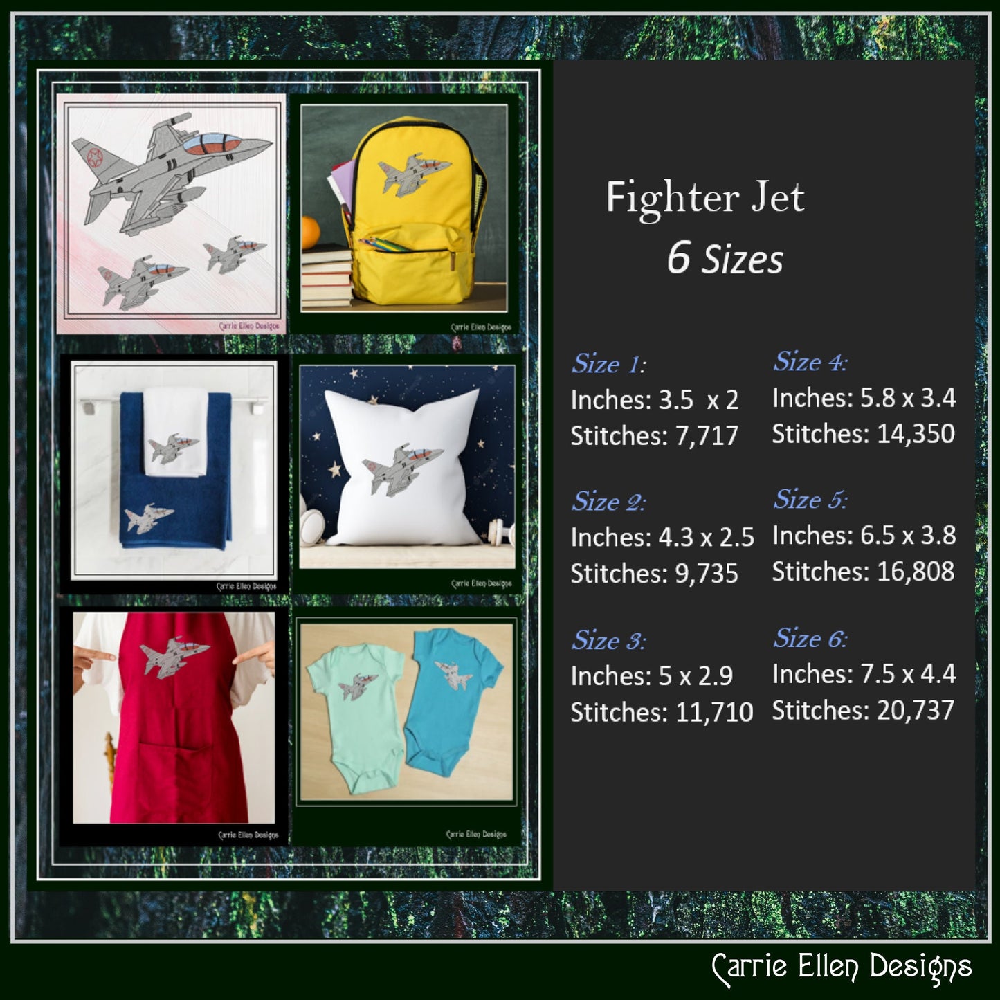 Fighter Jet Machine Embroidery Design, Airforce Jet Plane Design, USAF Digital Download , 6 Sizes (2575)