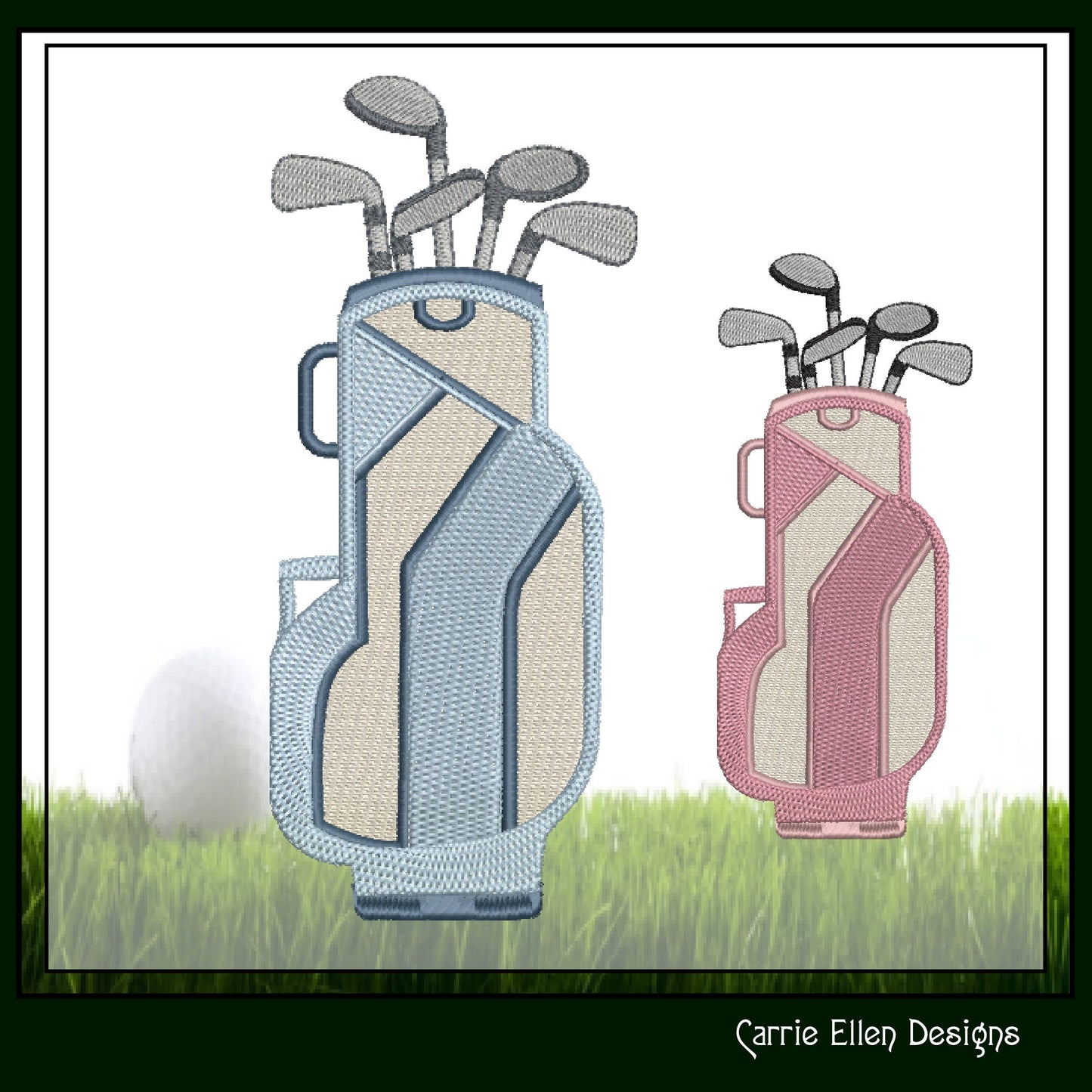 Golf Bag Machine Embroidery Design – Sporty Stitch Pattern for Golf Lovers | Golf Life Embroidery, 6 Sizes (0105)