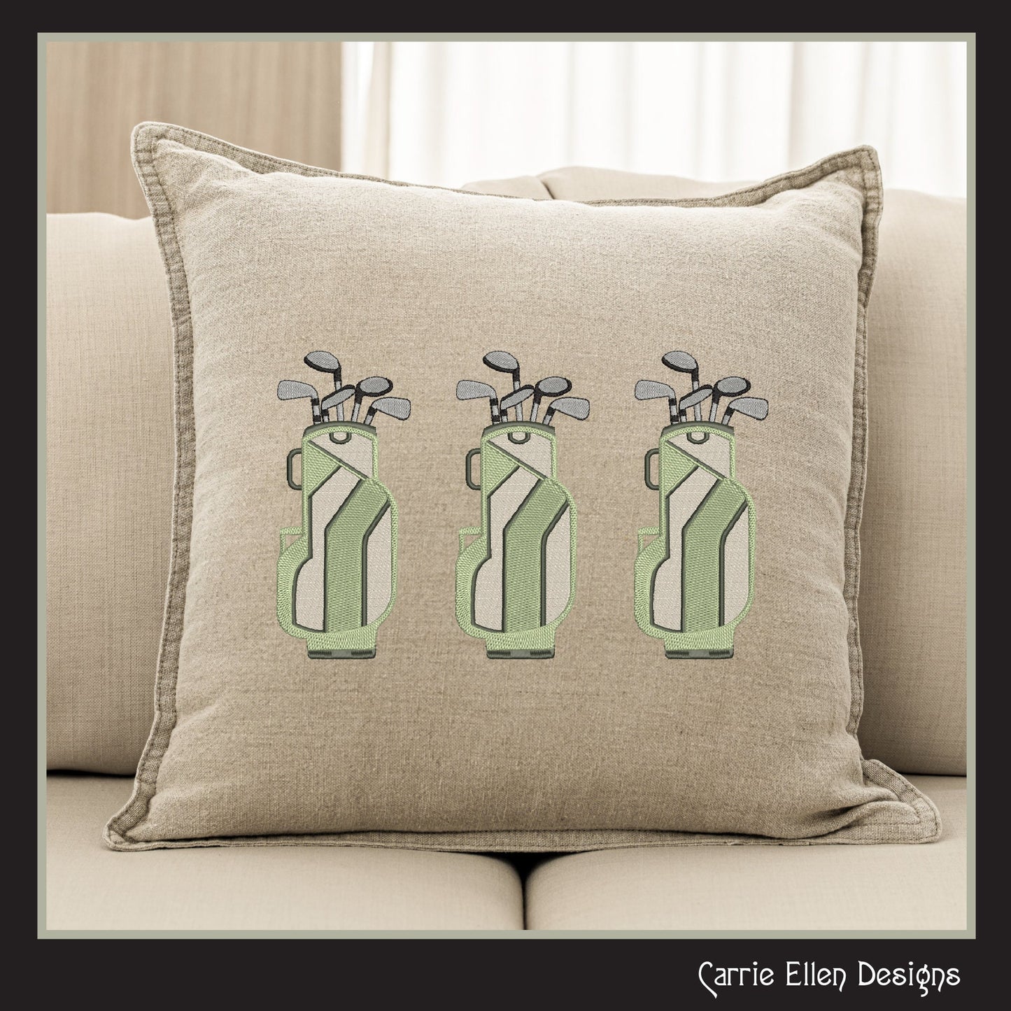 Golf Bag Machine Embroidery Design – Sporty Stitch Pattern for Golf Lovers | Golf Life Embroidery, 6 Sizes (0105)