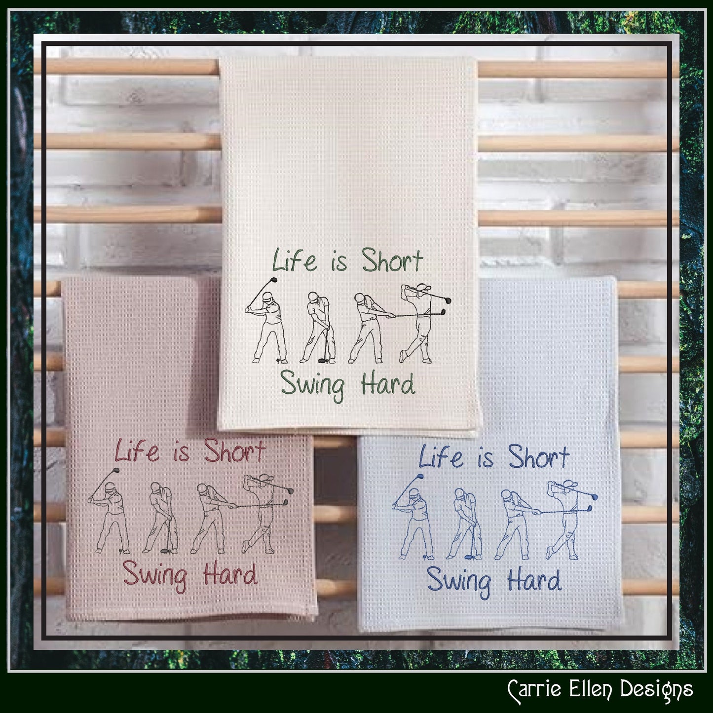 Golf Machine Embroidery Design, Life is Short Swing Hard Embroidery Pattern, Sport Line Art, Golf Lover Gift, 6 Sizes (2717)