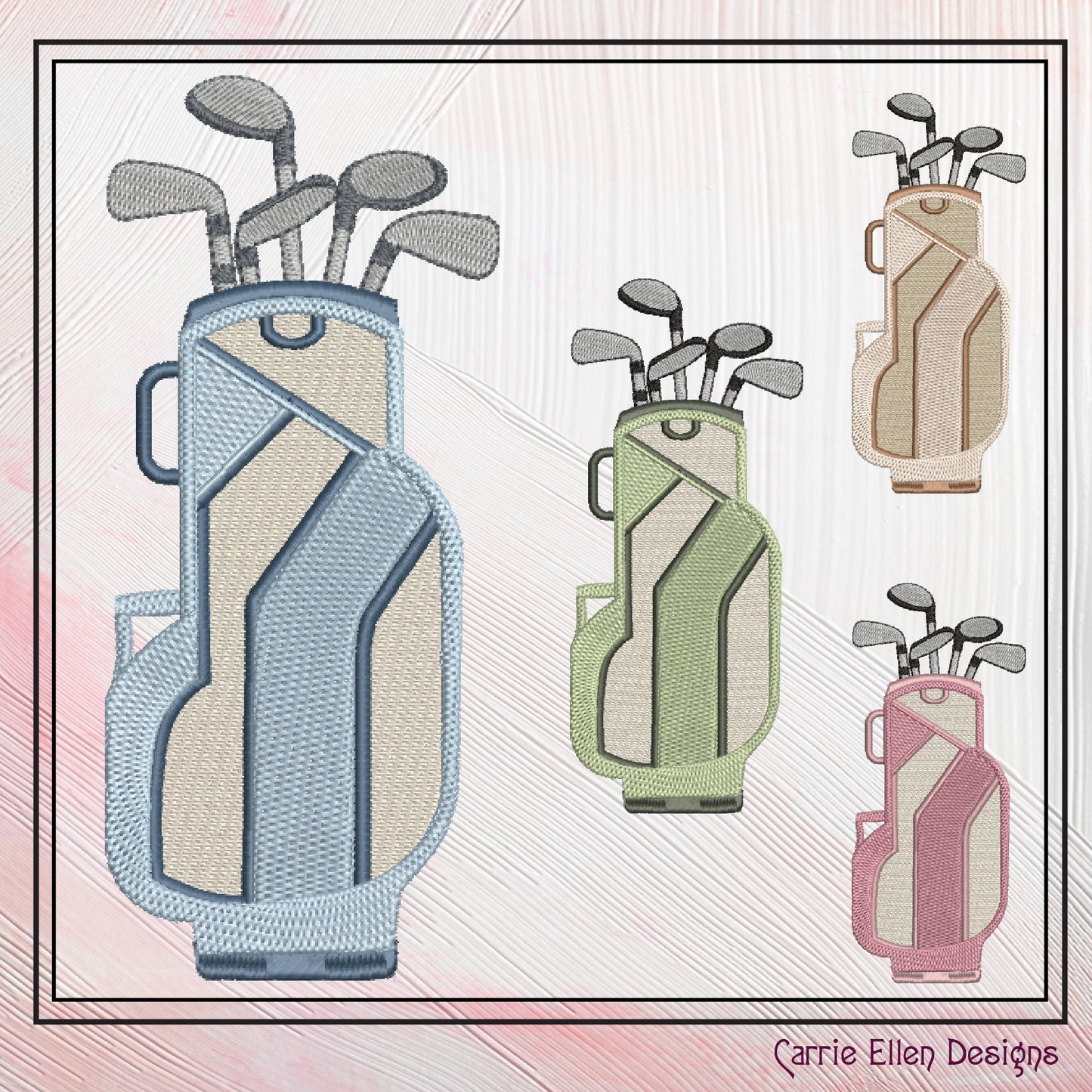 Golf Bag Machine Embroidery Design – Sporty Stitch Pattern for Golf Lovers | Golf Life Embroidery, 6 Sizes (0105)