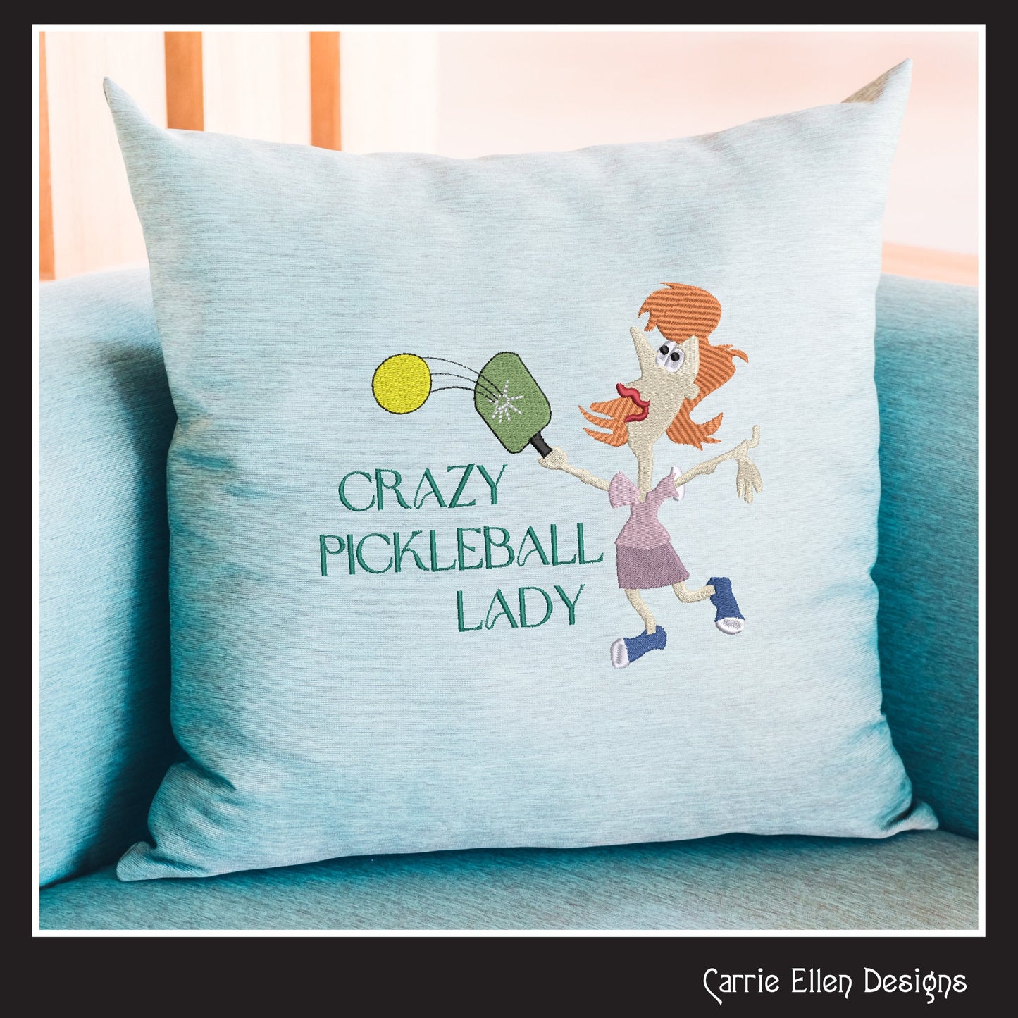 Pickleball Machine Embroidery Design, Crazy Pickleball Lady Embroidery Saying, Fun Sport Design, 6 Sizes (2764)