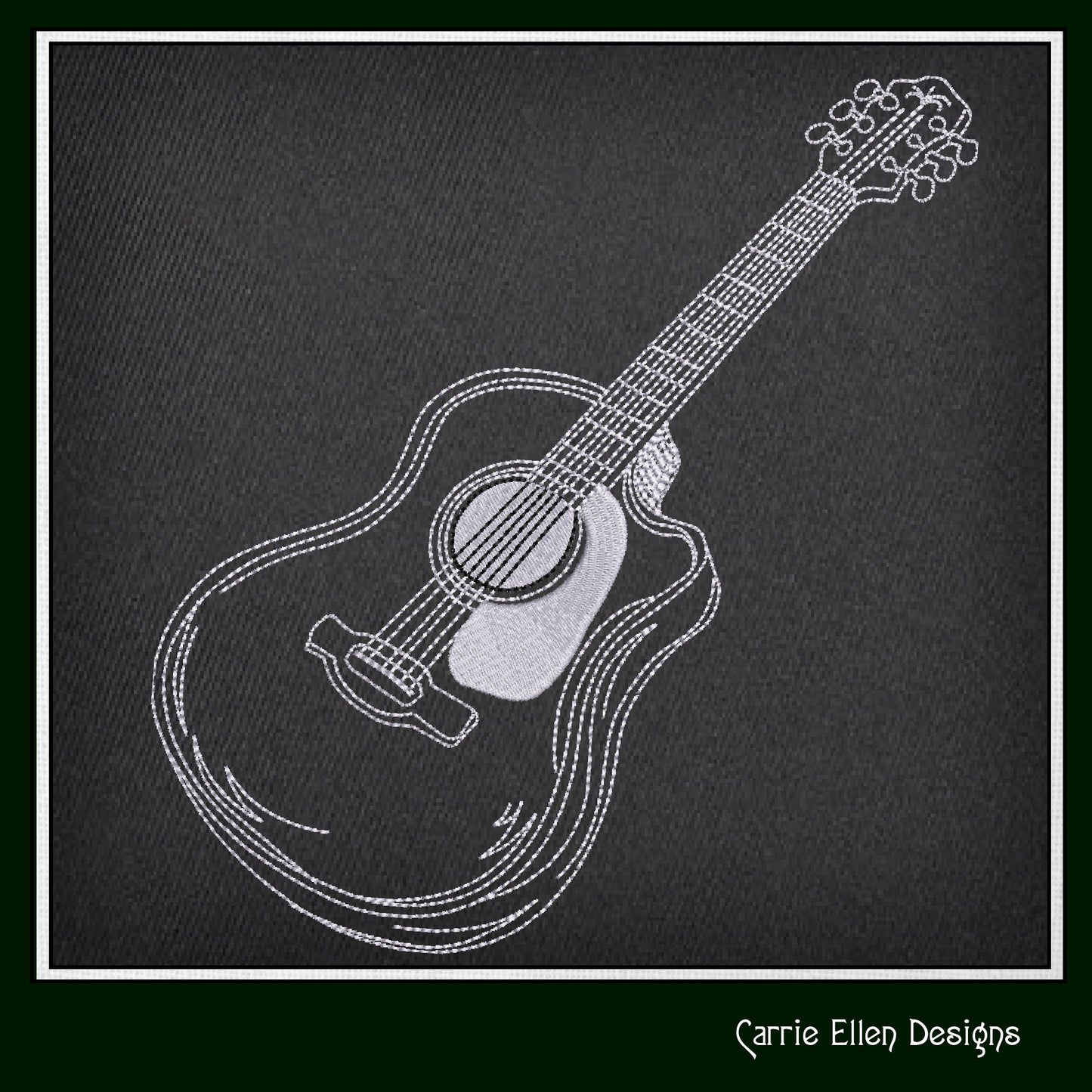 Guitar Machine Embroidery Design, Acoustic Guitar Line Art, Musical Instrument Outline, 6 Sizes (2733)