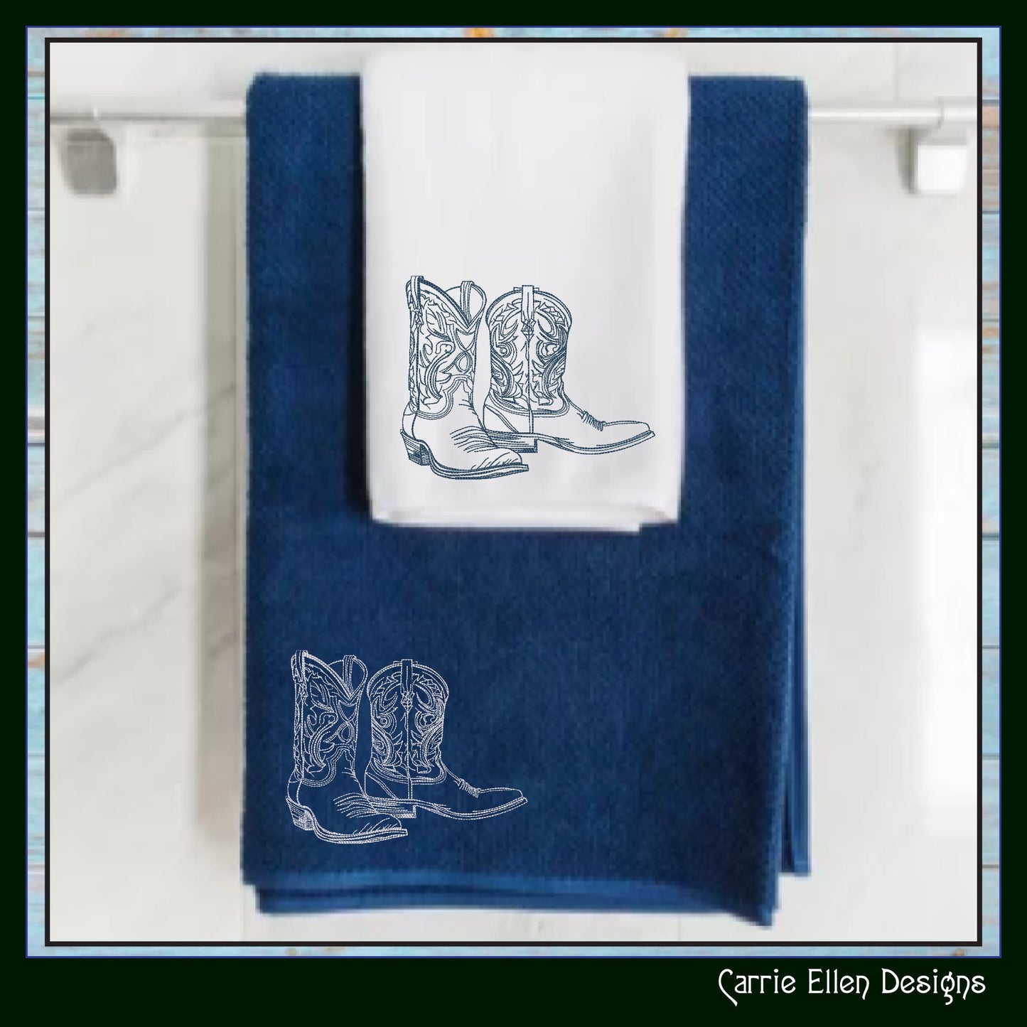 Cowboy Boot Machine Embroidery Sketch Design, Wild West Boot Design, Southern Charm Embroidery, 6 Sizes (2739)
