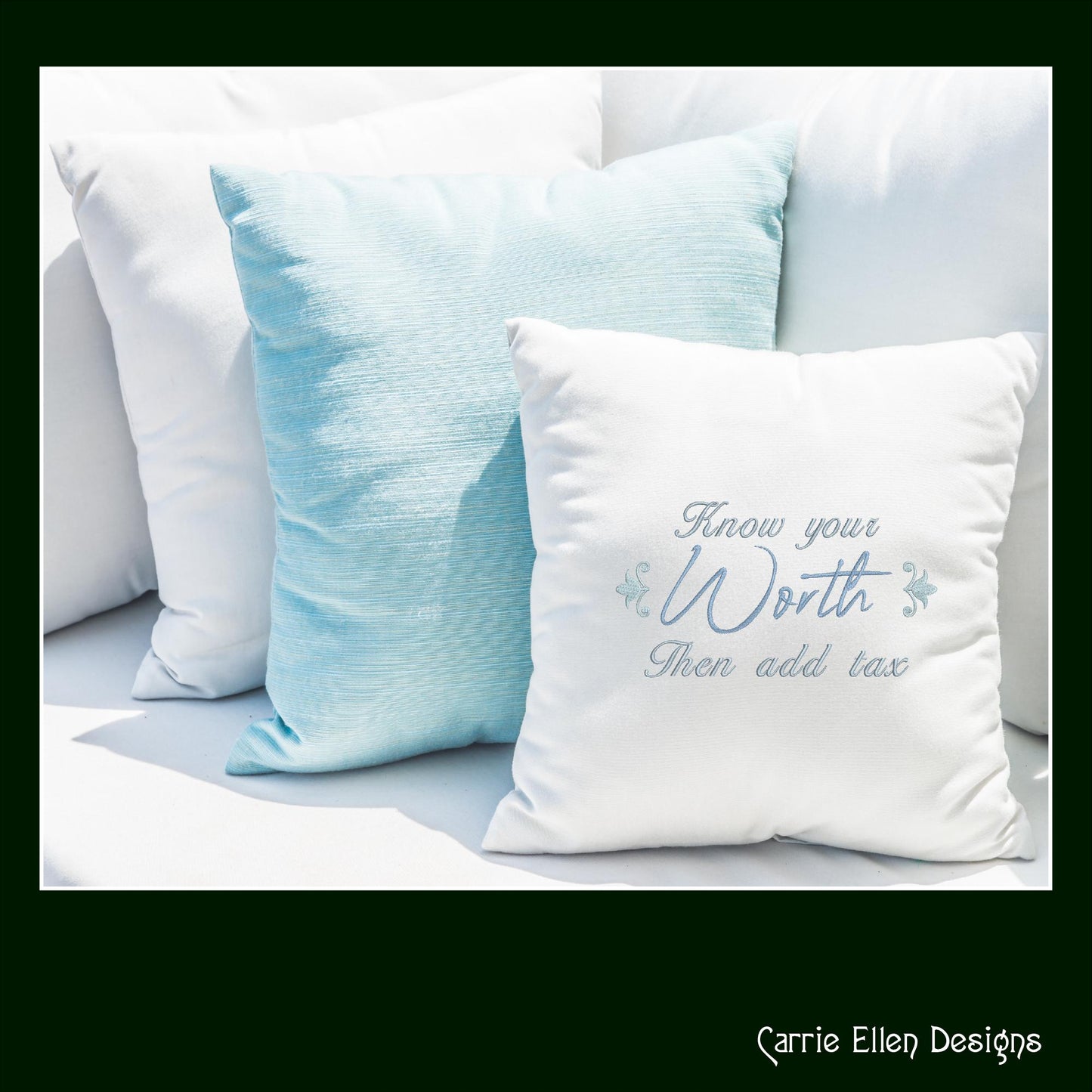 Know Your Worth Machine Embroidery Design Saying, Add Tax Snarky Funny Woman Empowerment Quote, 6 Sizes (2210)