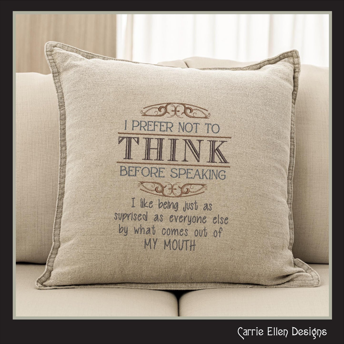 Think Before Speaking Machine Embroidery Design, Sarcastic Funny Embroidery Saying, Embroidery Quote, 6 Sizes (2791)