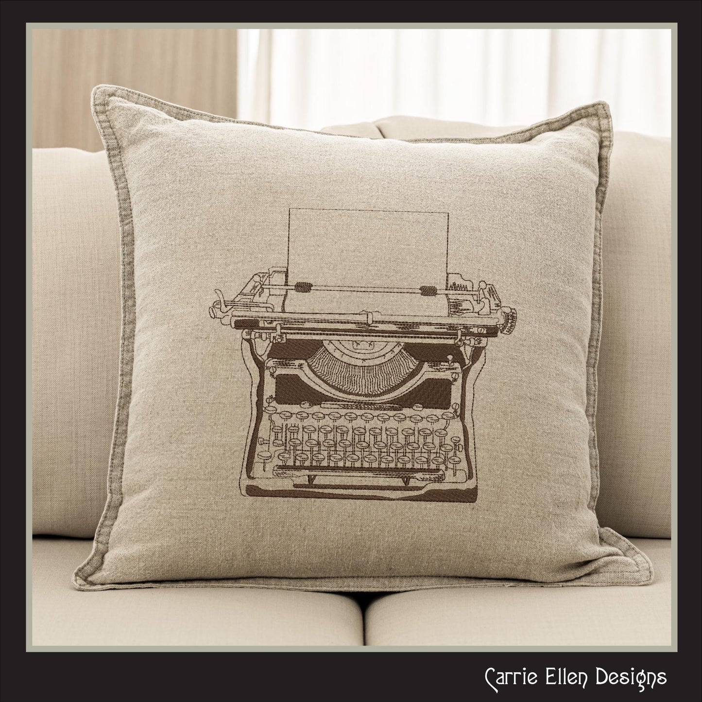 Vintage Typewriter Sketch Machine Embroidery Design, Antique Office Machine, Retro Line Art Design, 6 Sizes (2236)