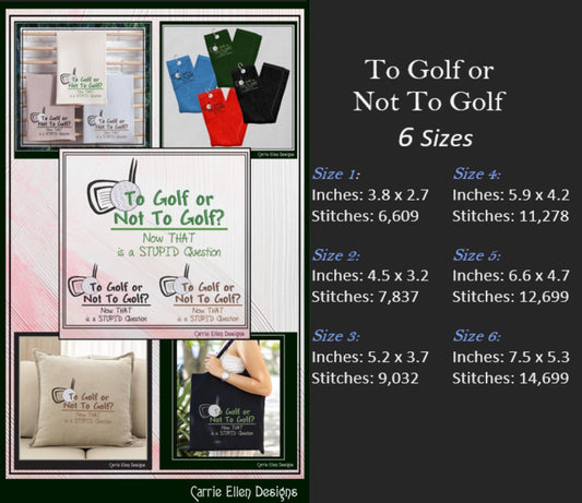 Golf Saying Machine Embroidery Design, Sarcastic Golf Quote Pattern, Sport Embroidery, Golf Lover Gift, 6 Sizes (2966)