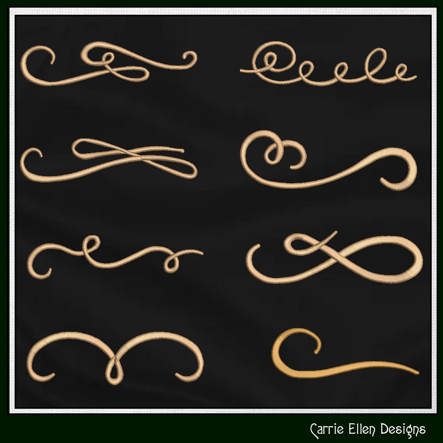 Calligraphy Flourish Design Elements, Machine Embroidery Designs, Swish and Swoosh, 25 designs 3 sizes each (3003)