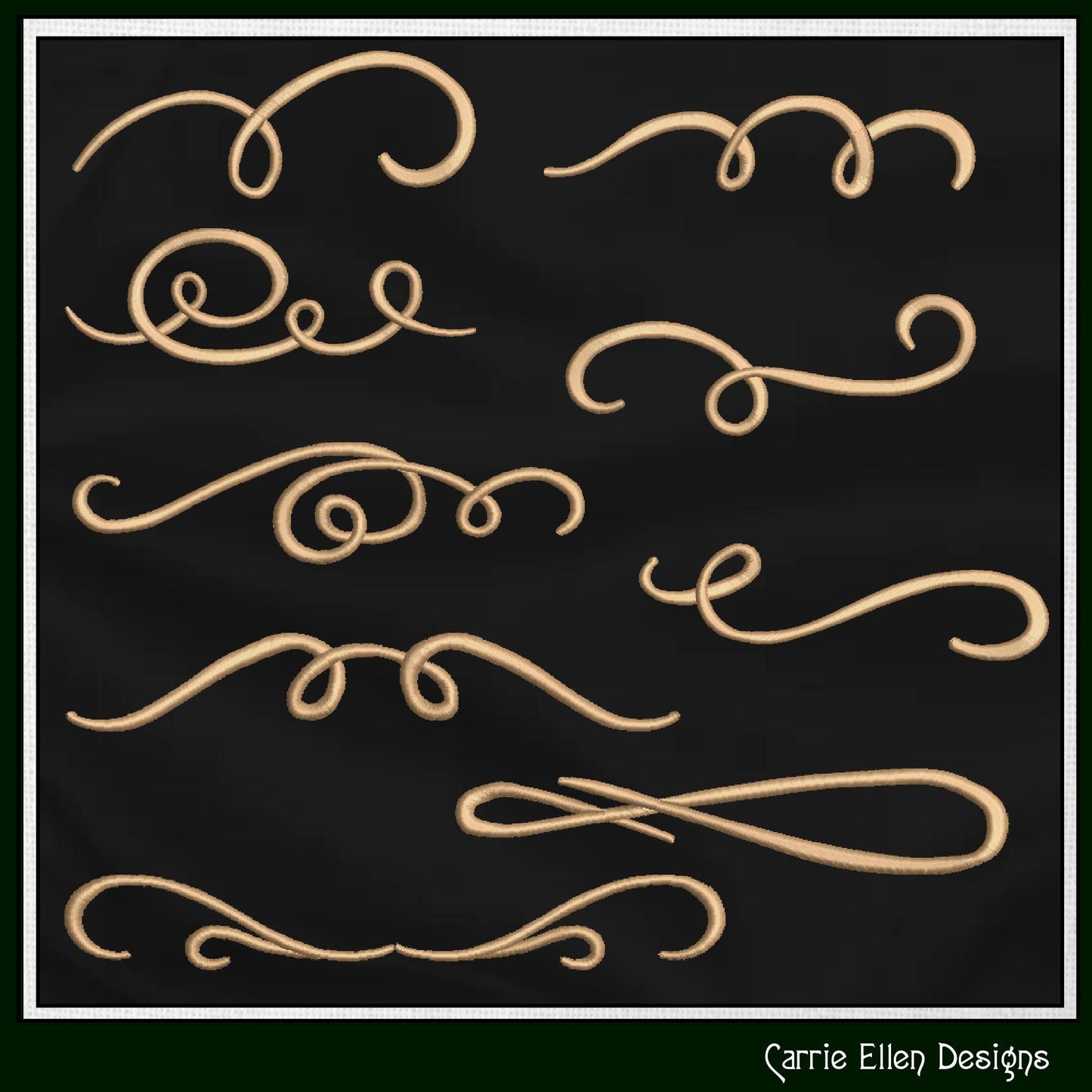 Calligraphy Flourish Design Elements, Machine Embroidery Designs, Swish and Swoosh, 25 designs 3 sizes each (3003)