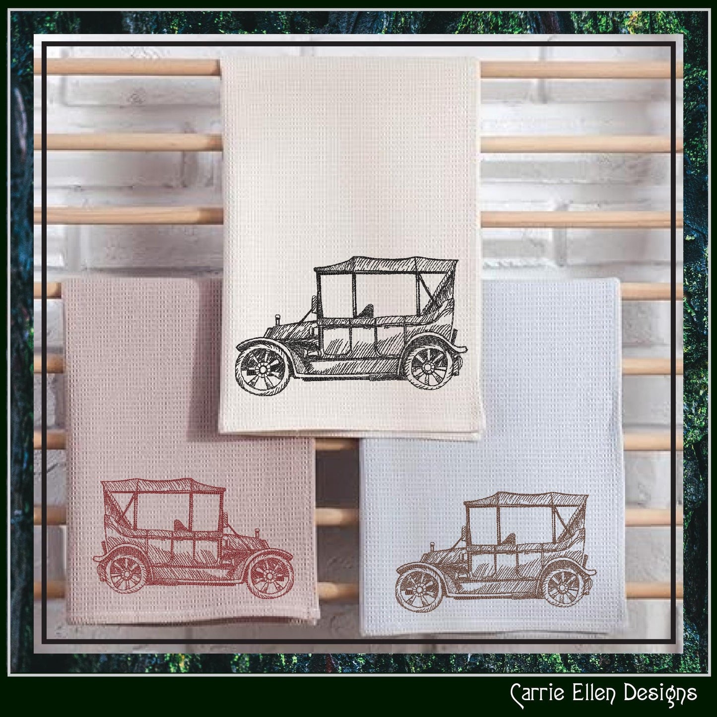 Classic Car Machine Embroidery Design Sketch, Vintage Vehicle Embroidery Pattern, Retro Car Stitch File, 6 Sizes (3012)