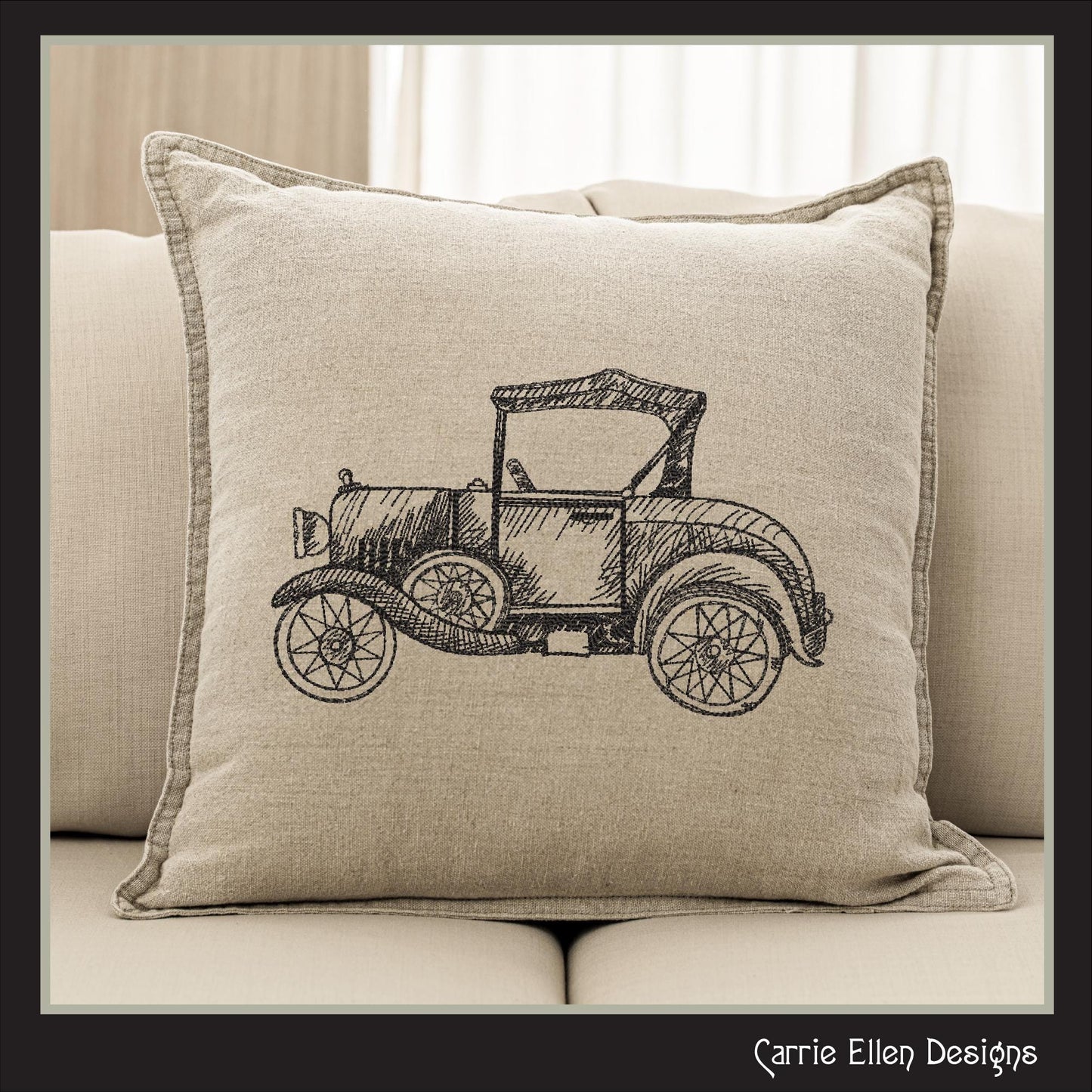 Classic Car Machine Embroidery Design Sketch, Vintage Vehicle Embroidery Pattern, Retro Car Stitch File, 6 Sizes (3011)