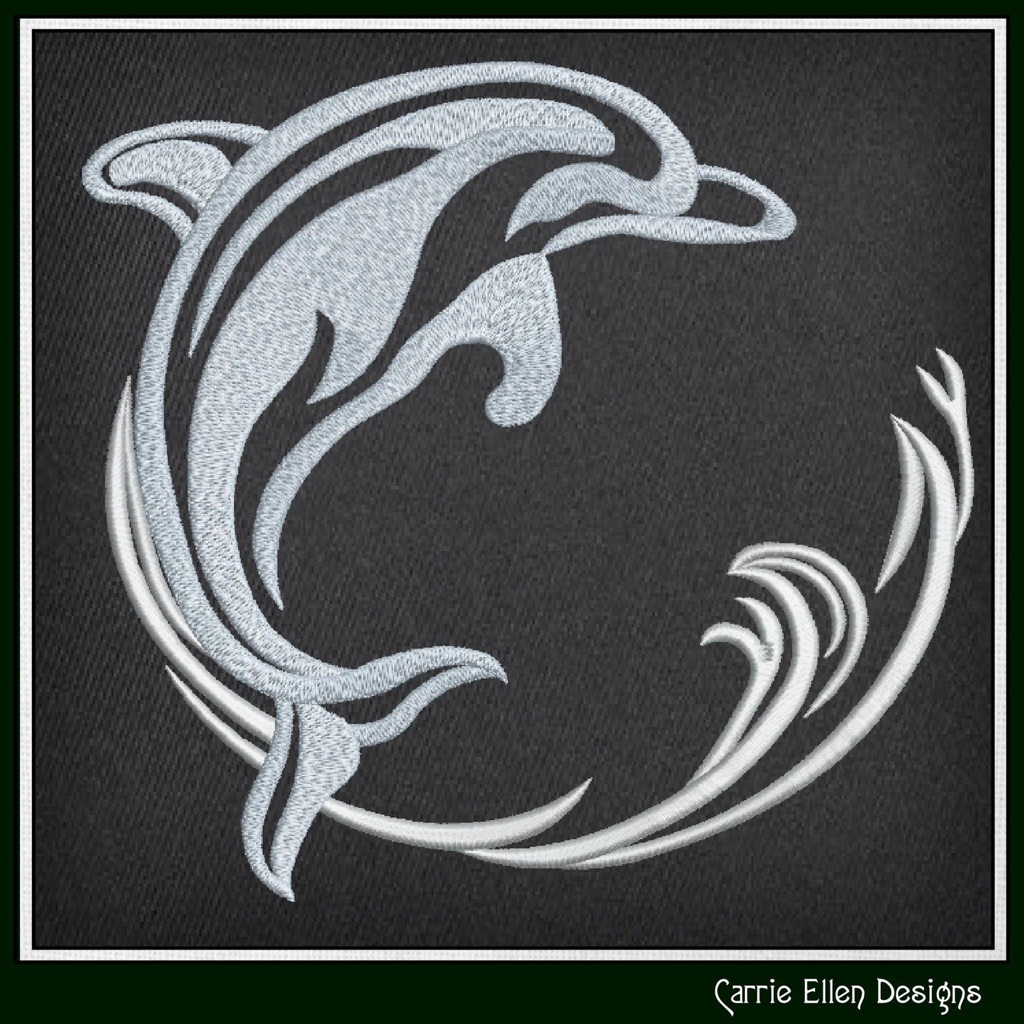 Dolphin Machine Embroidery Design, Bottlenose Porpoise, Jumping Dolphin In The Waves, 6 Sizes (2992)