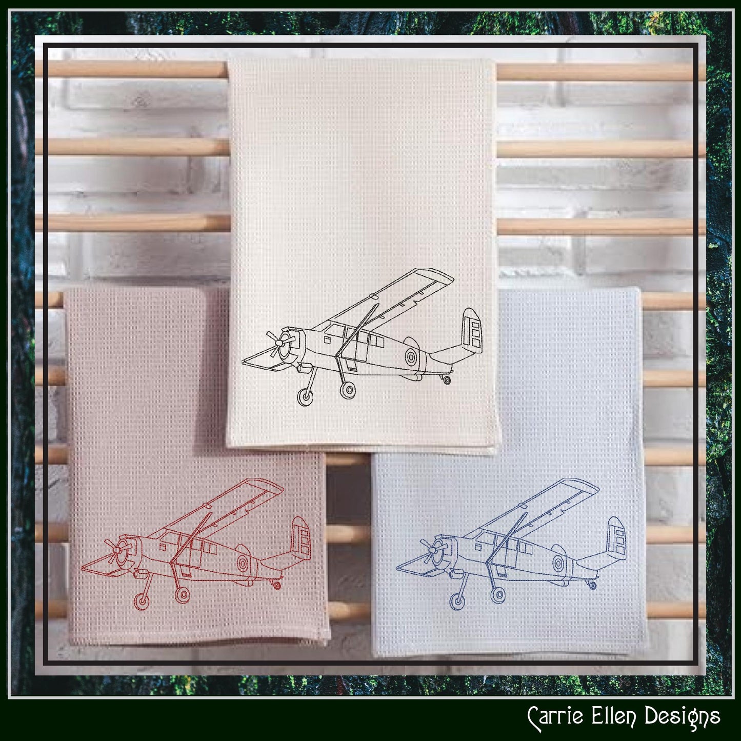 Prop Plane Machine Embroidery Design, Line Art Sketch, Airplane Pattern, Artistic Embroidery, 6 Sizes (3018)