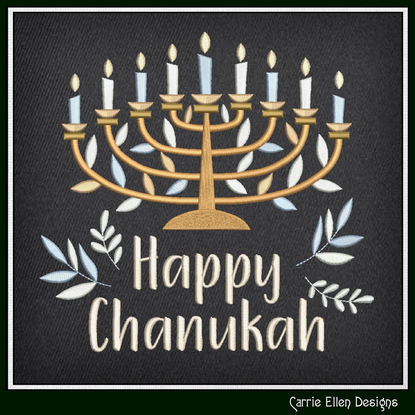 Happy Hanukkah Menorah Machine Embroidery Design | Jewish Holiday Gifts & Décor | Judaica Embroidery Pattern | 6 Sizes (3035)