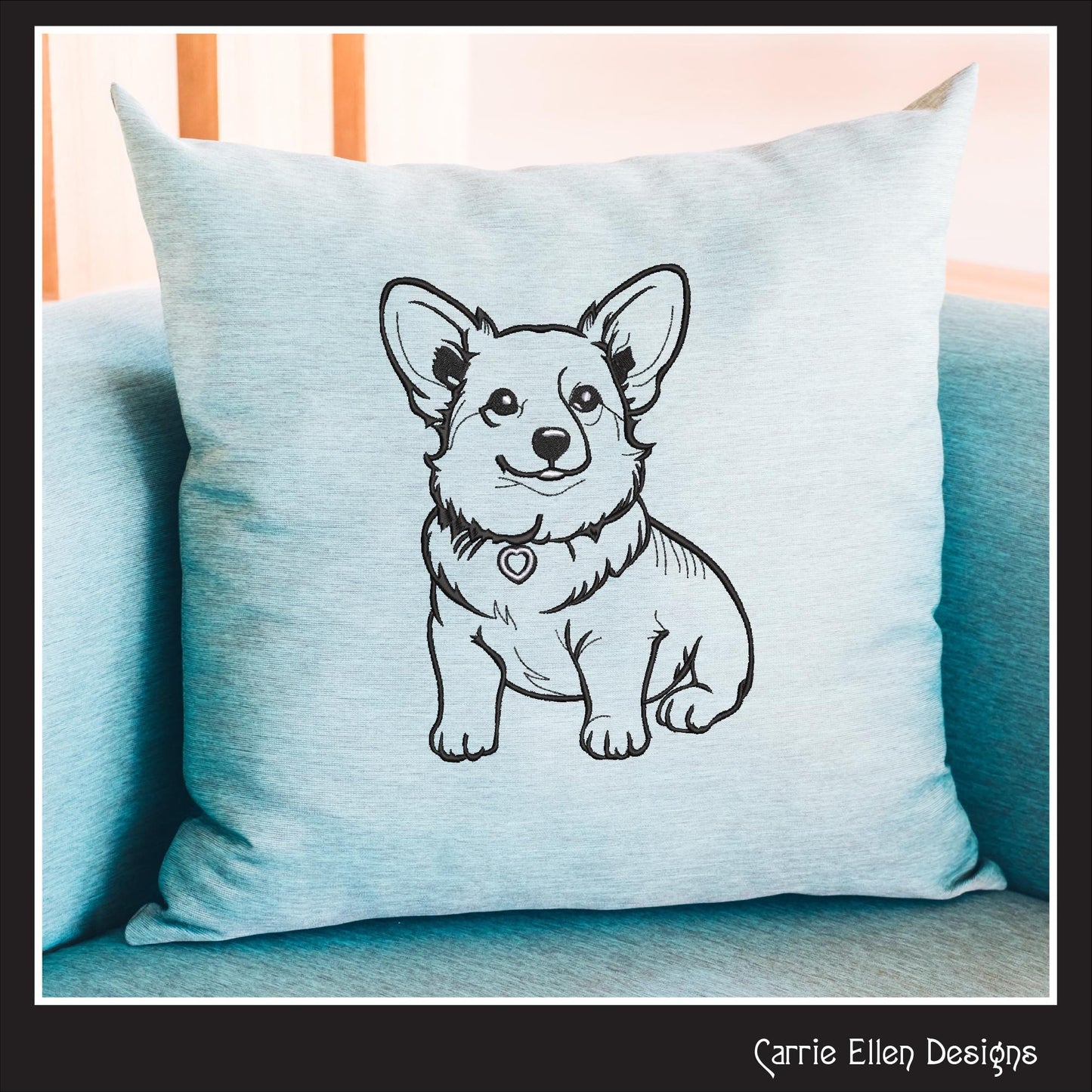 Welsh Corgi Machine Embroidery Design, Dog Lover Embroidery Pattern Outline, Pet Embroidery, Adorable Corgi, 6 Sizes (3036)