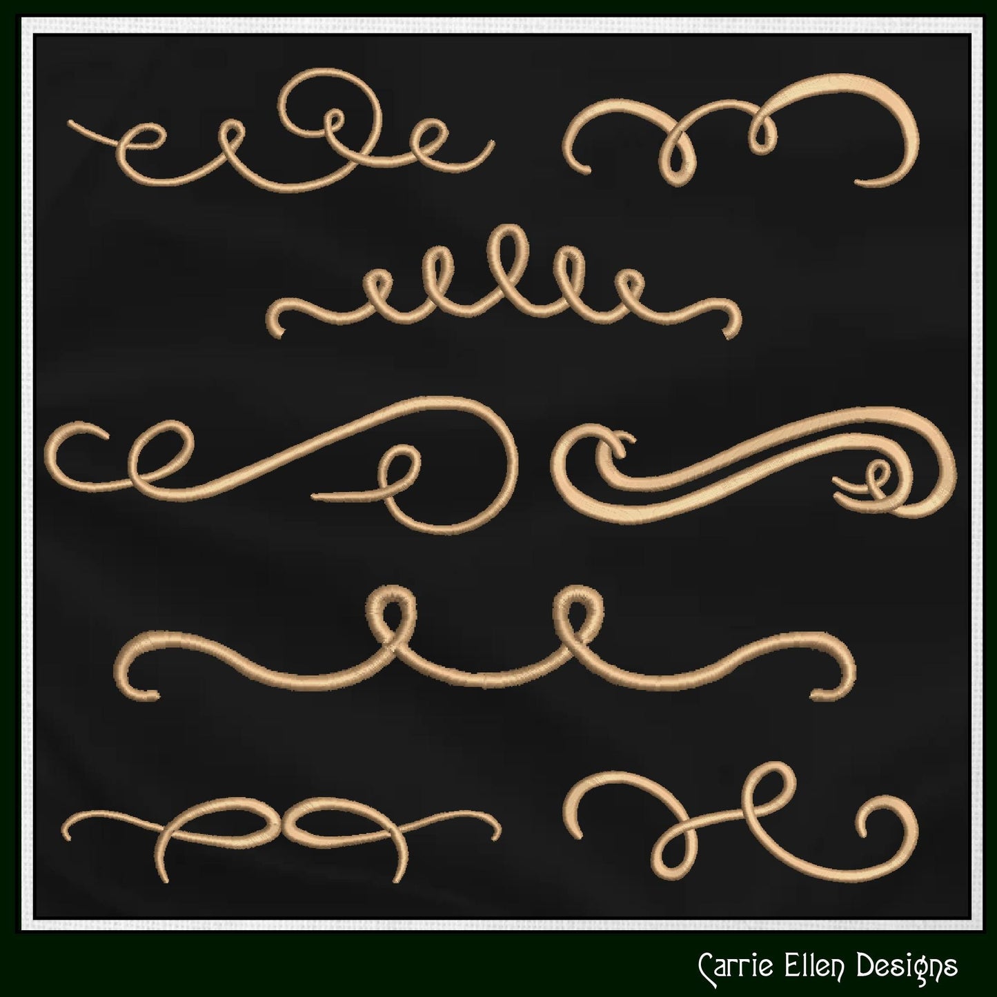 Calligraphy Flourish Design Elements, Machine Embroidery Designs, Swish and Swoosh, 25 designs 3 sizes each (3003)