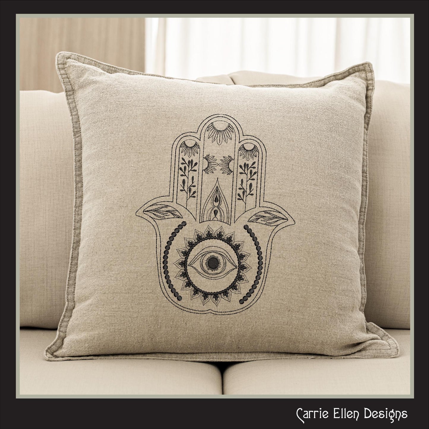 Hamsa Machine Embroidery Design, Hand of Fatima, Strength and Happiness. Symbolic Ornamental Hand, 6 Sizes (3020)