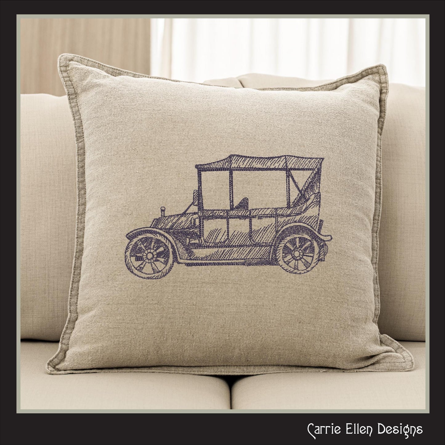 Classic Car Machine Embroidery Design Sketch, Vintage Vehicle Embroidery Pattern, Retro Car Stitch File, 6 Sizes (3012)