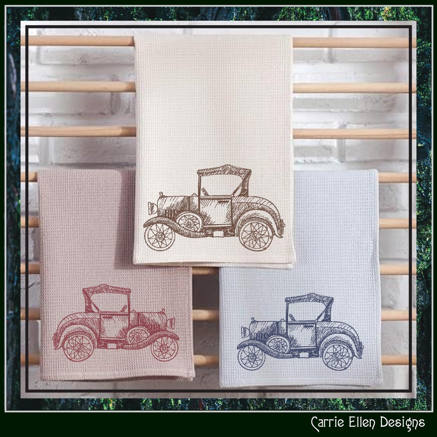 Classic Car Machine Embroidery Design Sketch, Vintage Vehicle Embroidery Pattern, Retro Car Stitch File, 6 Sizes (3011)