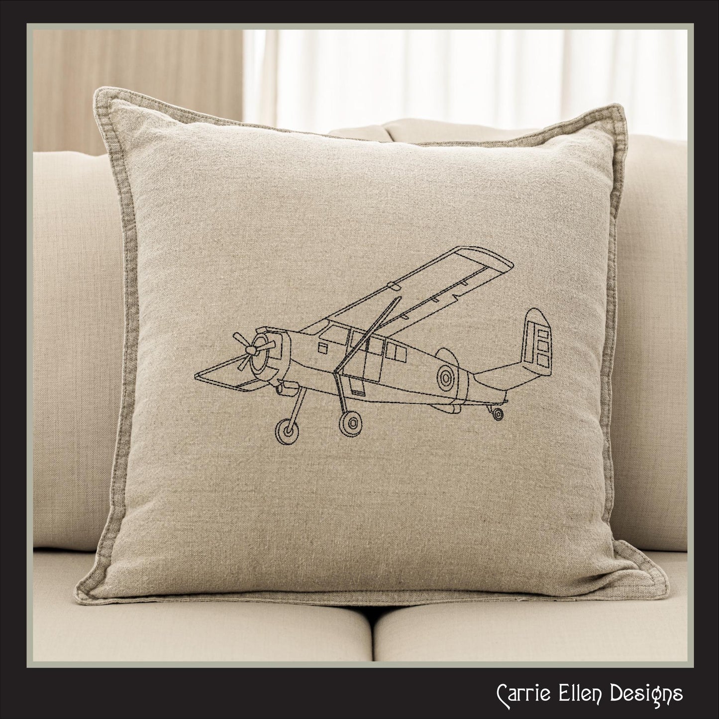Prop Plane Machine Embroidery Design, Line Art Sketch, Airplane Pattern, Artistic Embroidery, 6 Sizes (3018)