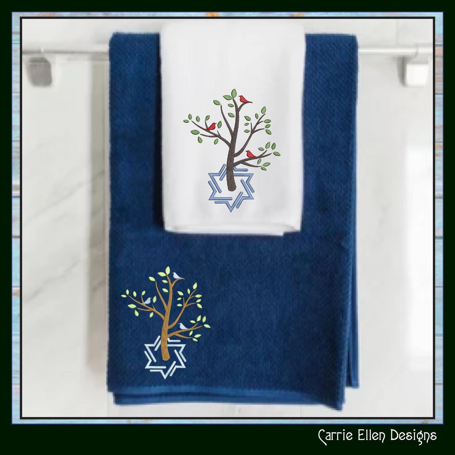 Jewish Holiday Machine Embroidery Design, Shabbat Shalom Tree of Life, Star of David Pattern, Religious Symbolism, 6 Sizes (3070)