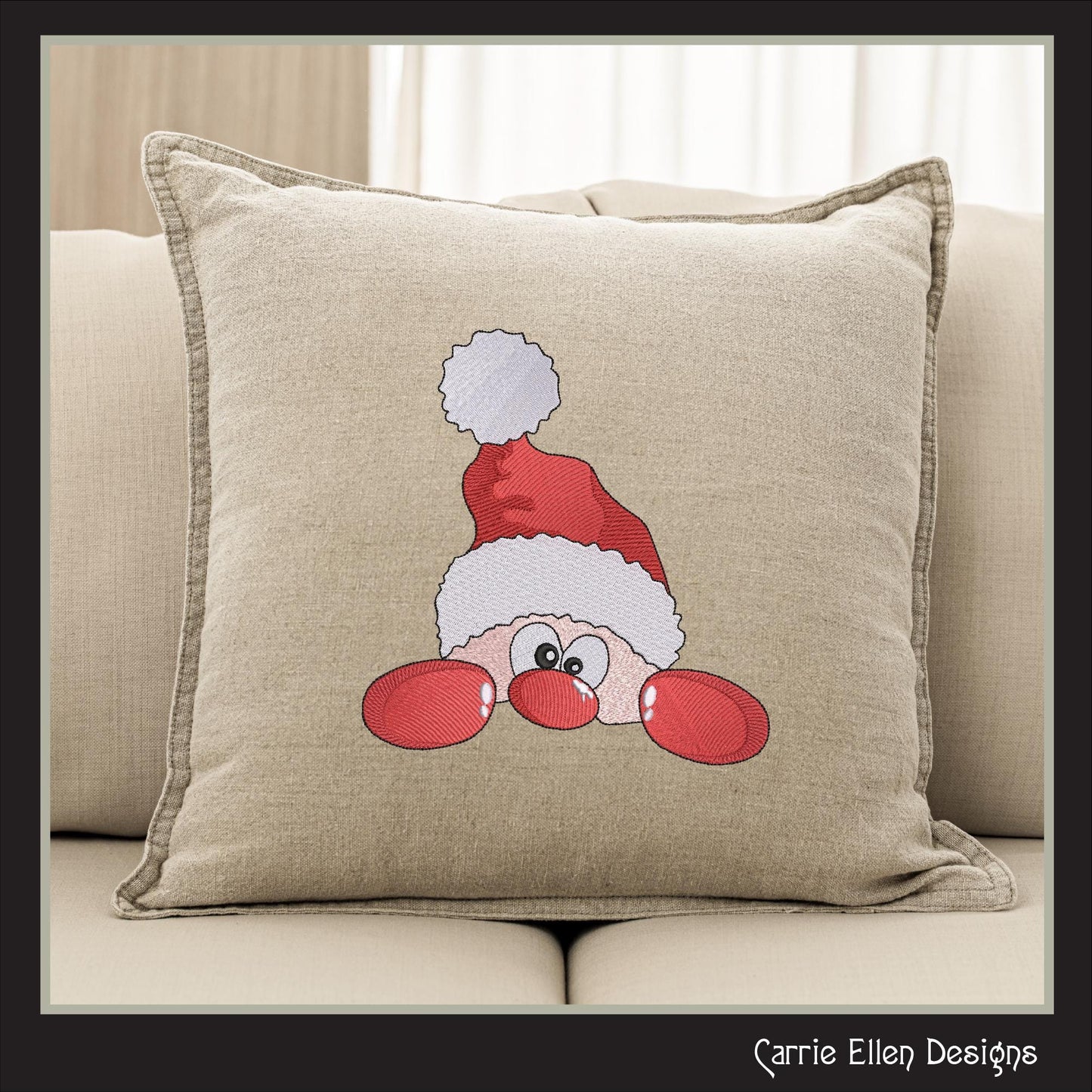 Christmas Machine Embroidery Design, Santa Claus, Peeking Red Nose Santa, Holiday Cartoon, 6 Sizes (3075)
