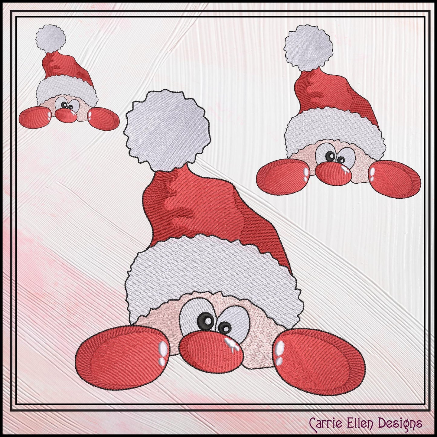 Christmas Machine Embroidery Design, Santa Claus, Peeking Red Nose Santa, Holiday Cartoon, 6 Sizes (3075)