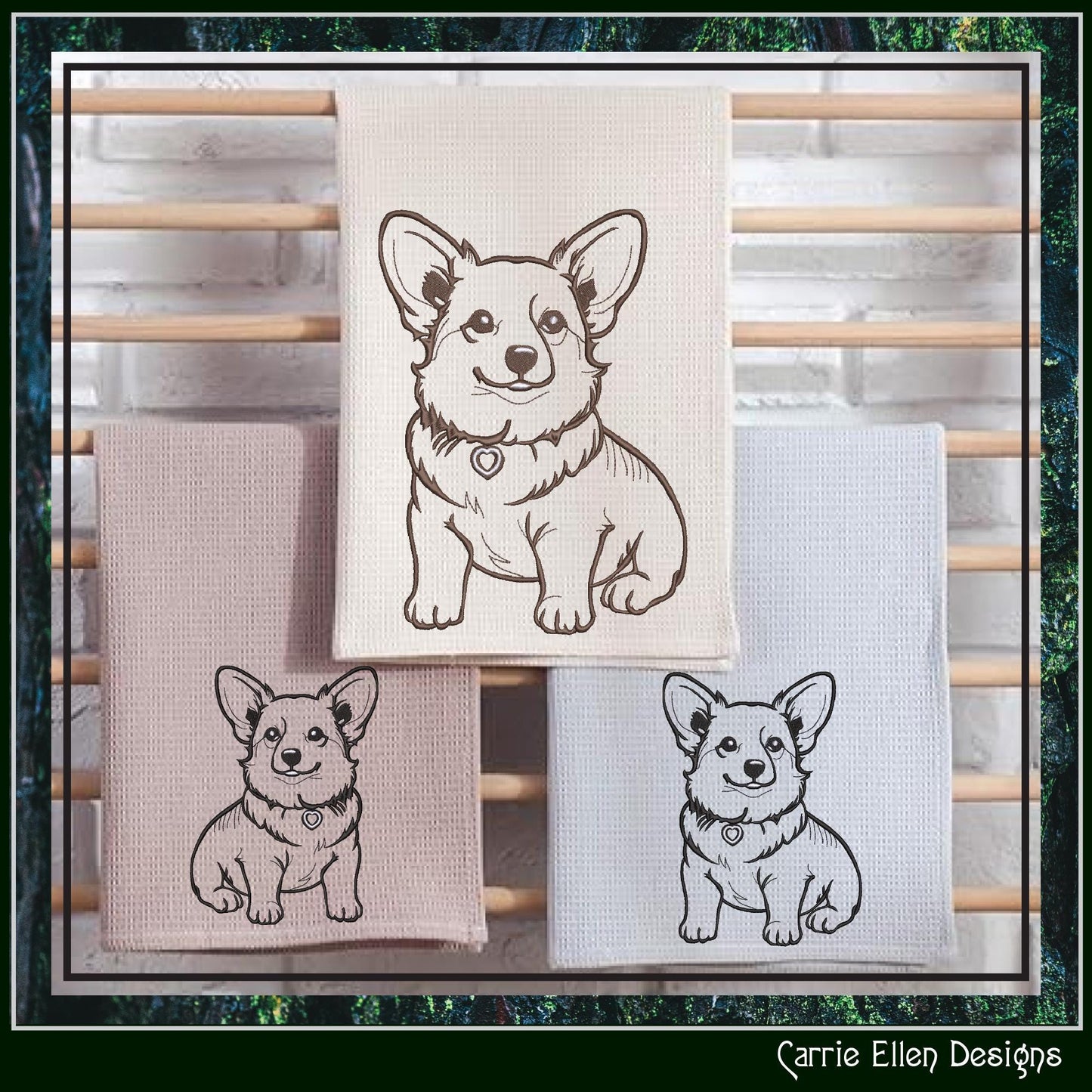 Welsh Corgi Machine Embroidery Design, Dog Lover Embroidery Pattern Outline, Pet Embroidery, Adorable Corgi, 6 Sizes (3036)