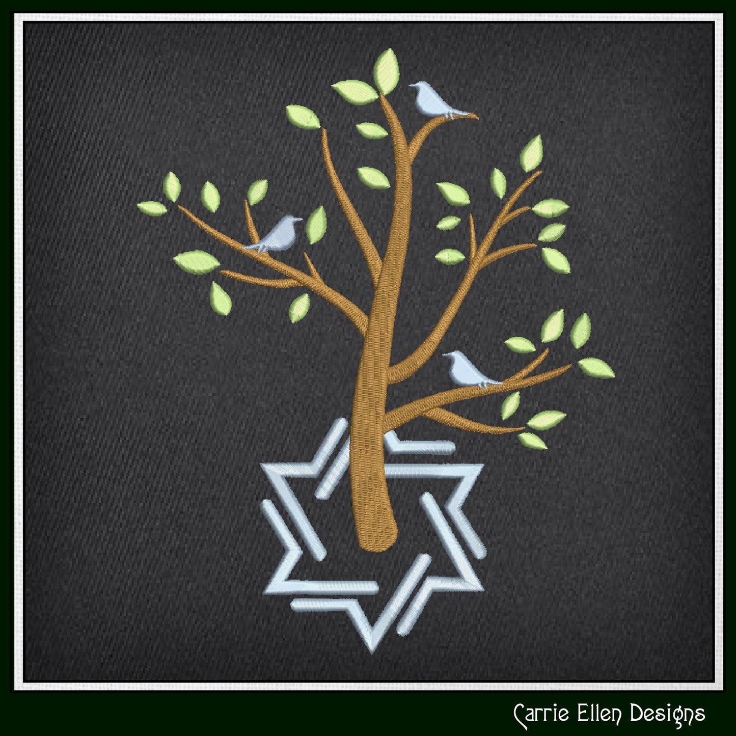 Jewish Holiday Machine Embroidery Design, Shabbat Shalom Tree of Life, Star of David Pattern, Religious Symbolism, 6 Sizes (3070)