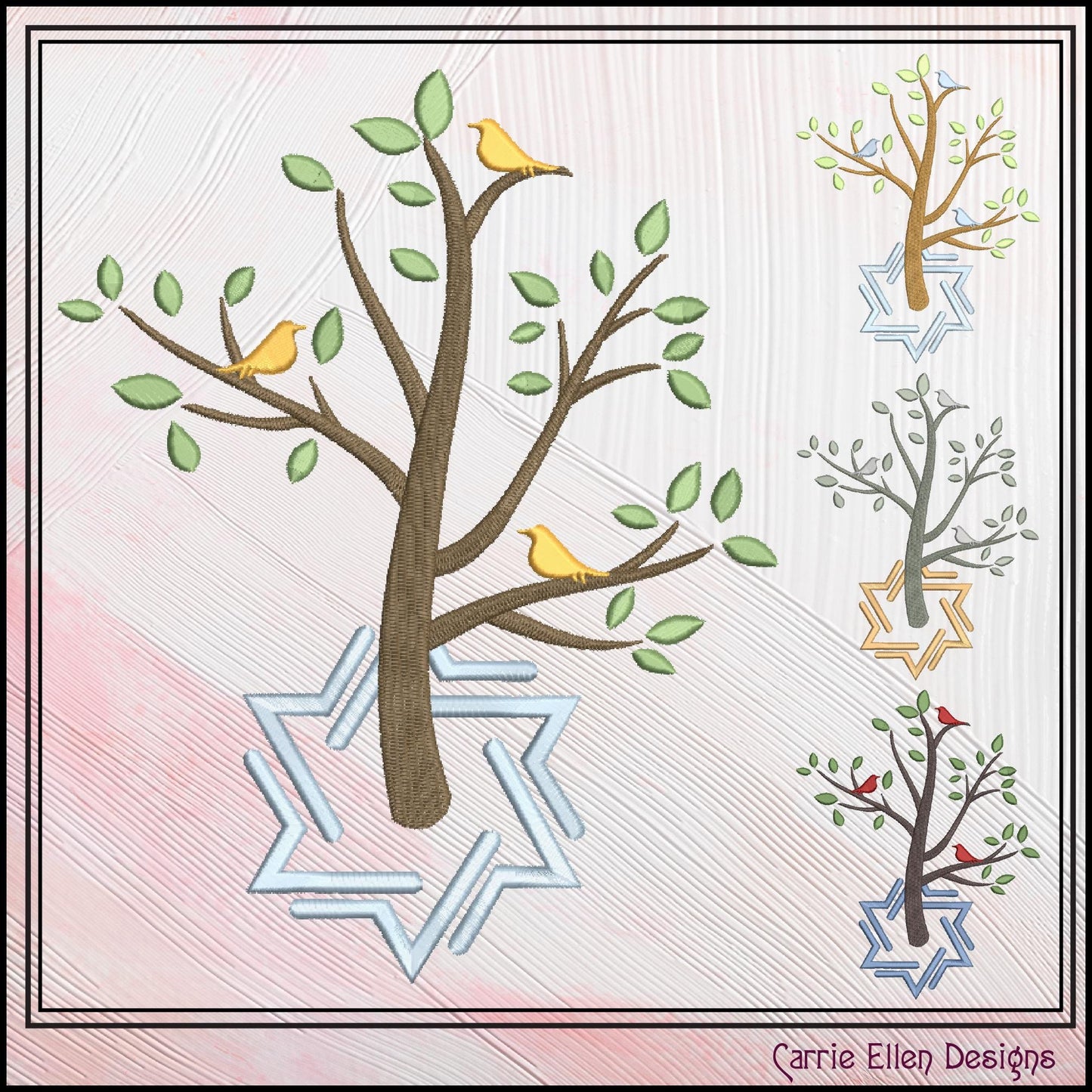 Jewish Holiday Machine Embroidery Design, Shabbat Shalom Tree of Life, Star of David Pattern, Religious Symbolism, 6 Sizes (3070)