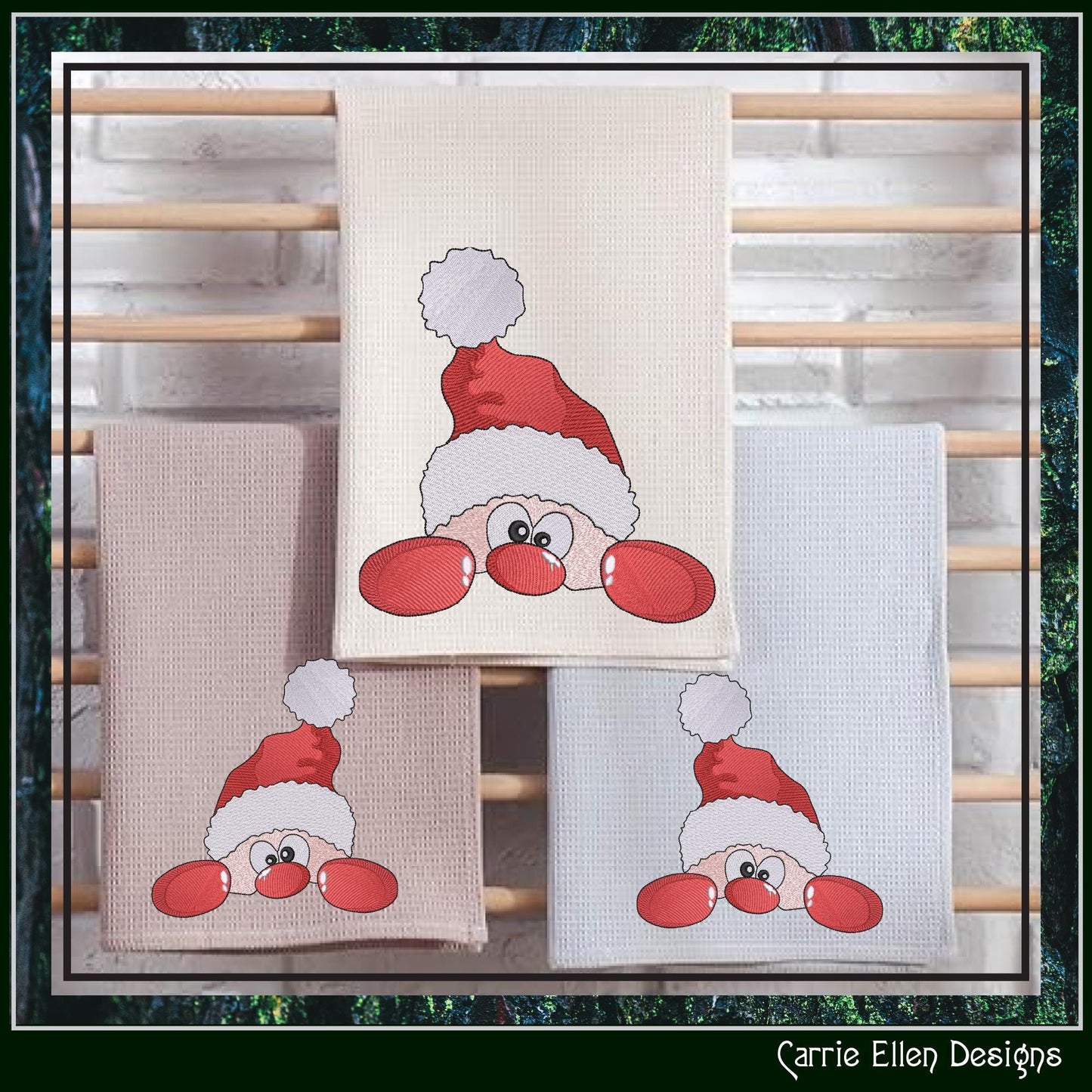 Christmas Machine Embroidery Design, Santa Claus, Peeking Red Nose Santa, Holiday Cartoon, 6 Sizes (3075)
