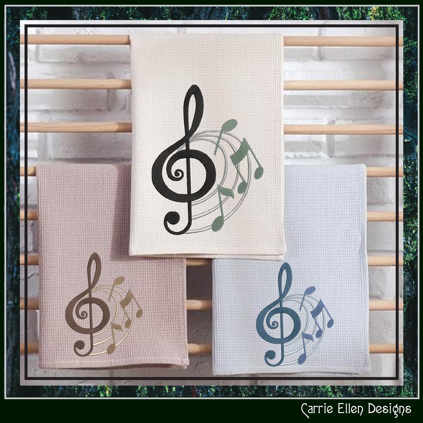 Treble Clef Embroidery Design – Sheet Music Note Symbol – Artistic Flair Pattern – 6 Sizes (3157)