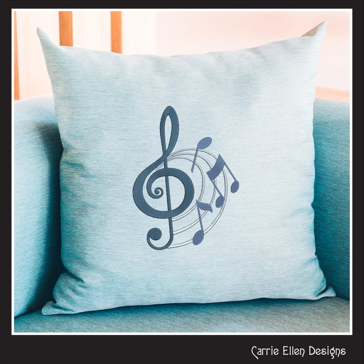 Treble Clef Embroidery Design – Sheet Music Note Symbol – Artistic Flair Pattern – 6 Sizes (3157)