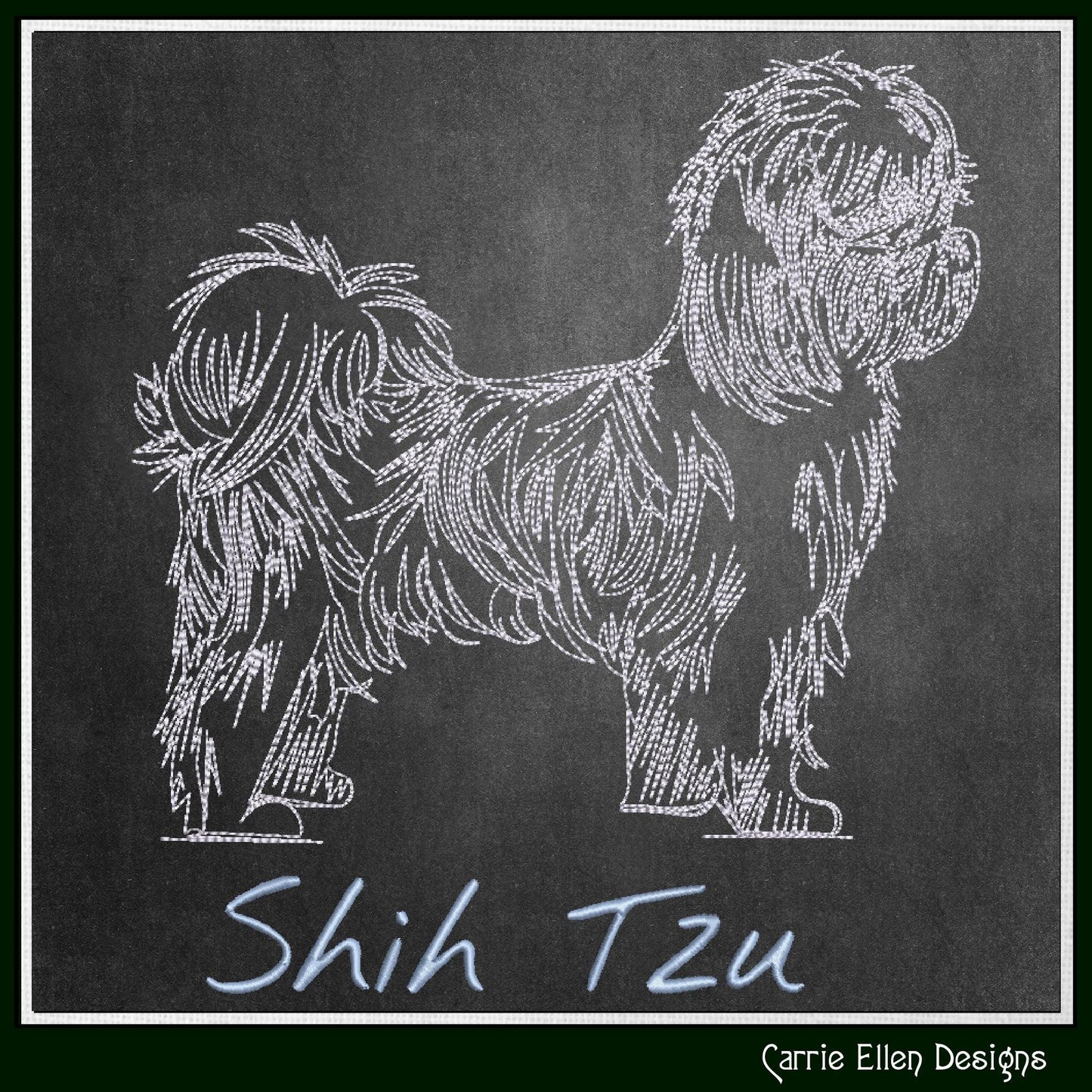 Shih Tzu Machine Embroidery Design, Dog Sketch Pattern, Dog Lover Gift, Small Dog Breed, 6 Sizes (3172)