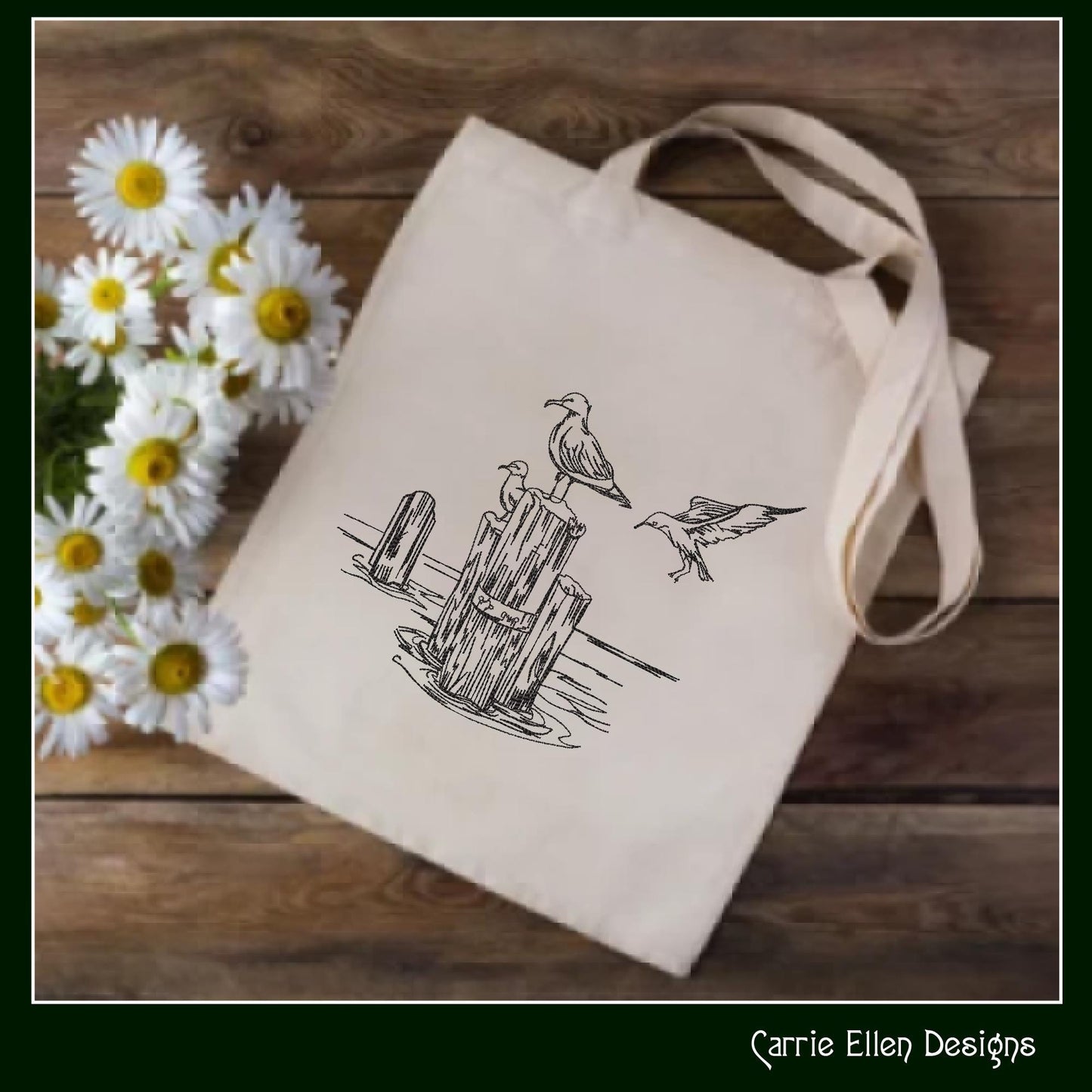 Seagull Machine Embroidery Design, Marine Bird Sketch Pattern, Sea Bird Stitch File, Coastal Beach Scene, 6 Sizes (3167)