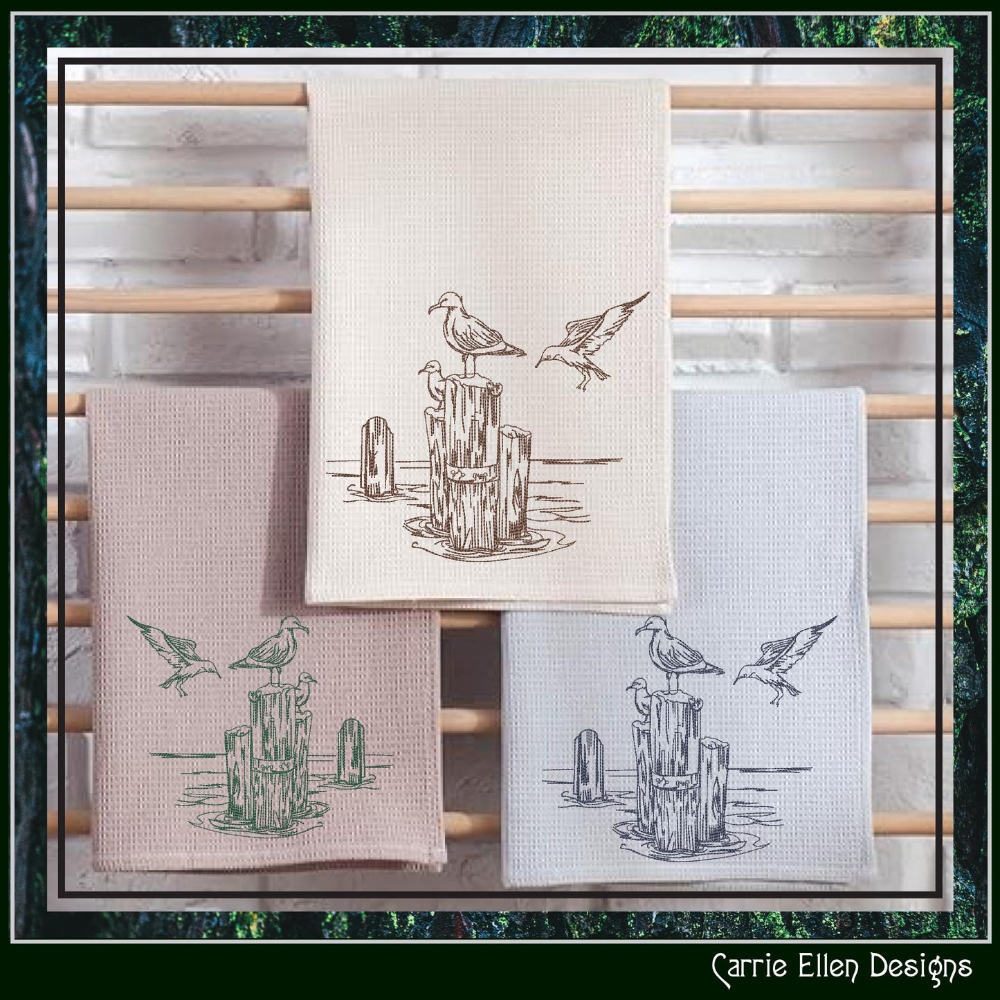 Seagull Machine Embroidery Design, Marine Bird Sketch Pattern, Sea Bird Stitch File, Coastal Beach Scene, 6 Sizes (3167)