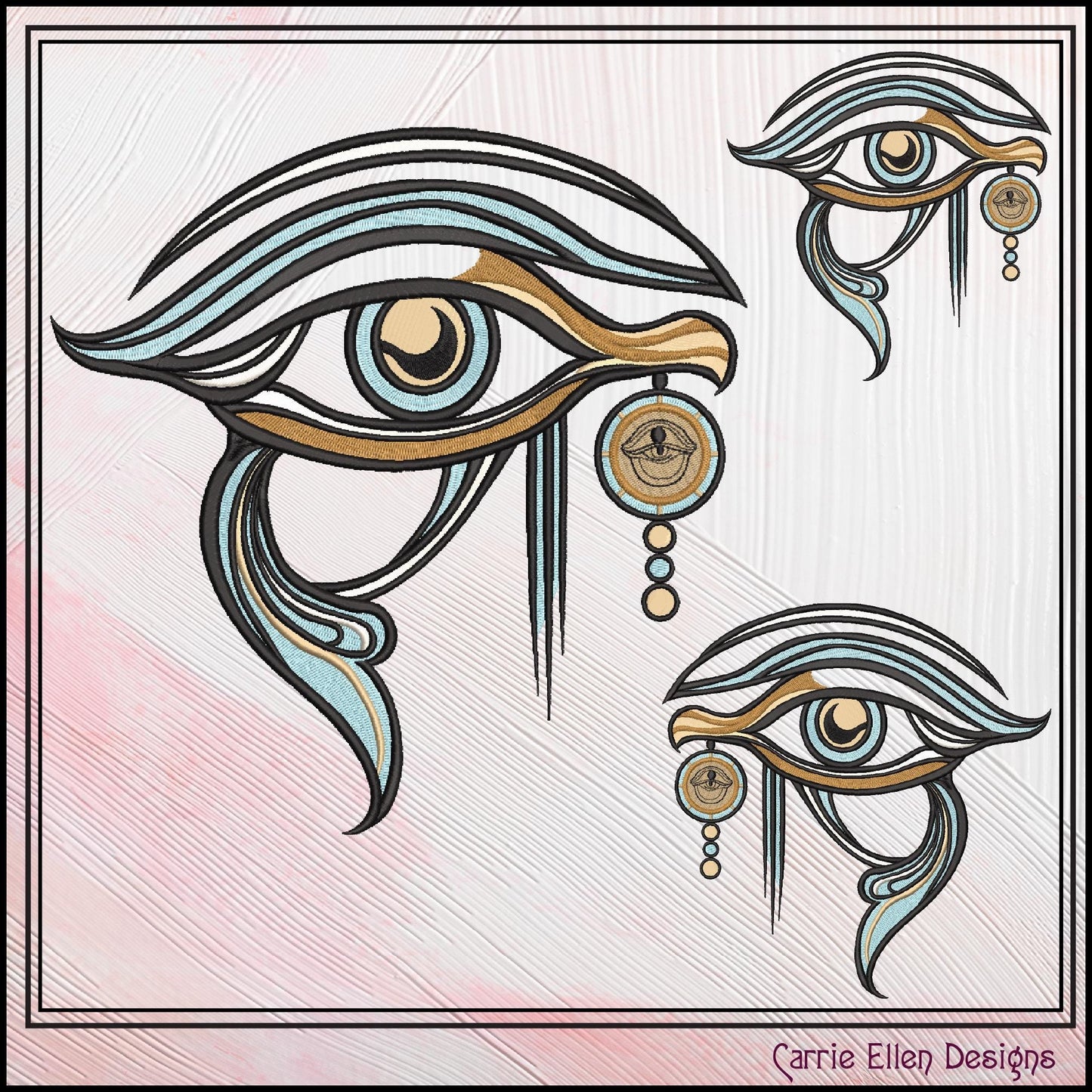 Eye of Horus Machine Embroidery Design, Ancient Egyptian Hieroglyph Symbol, Wedjat Edjat Eye, 6 Sizes (3148)