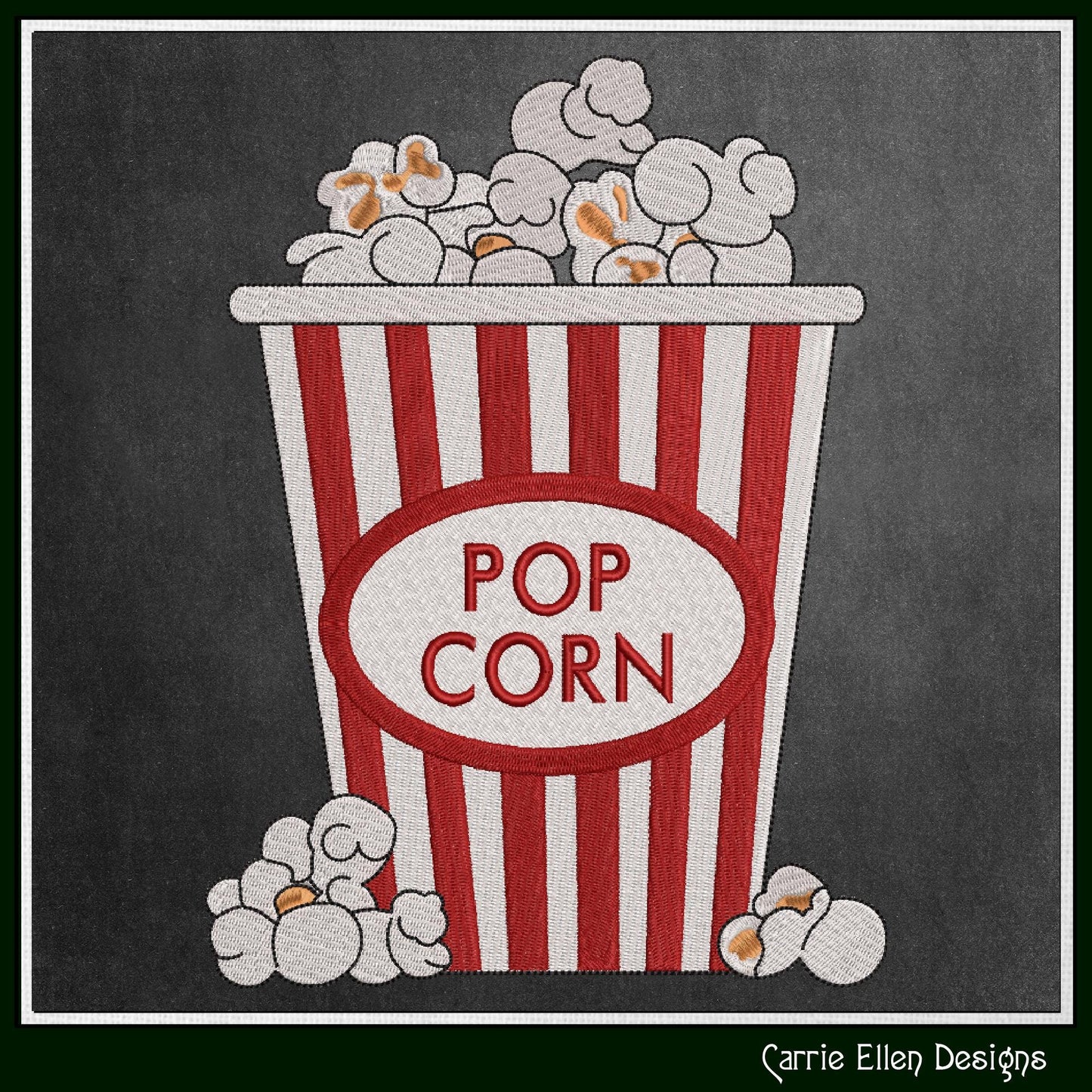 Popcorn Machine Embroidery Design, Movie Night Buttered Snack Food, Vintage Popcorn Bucket, 6 Sizes (3145)