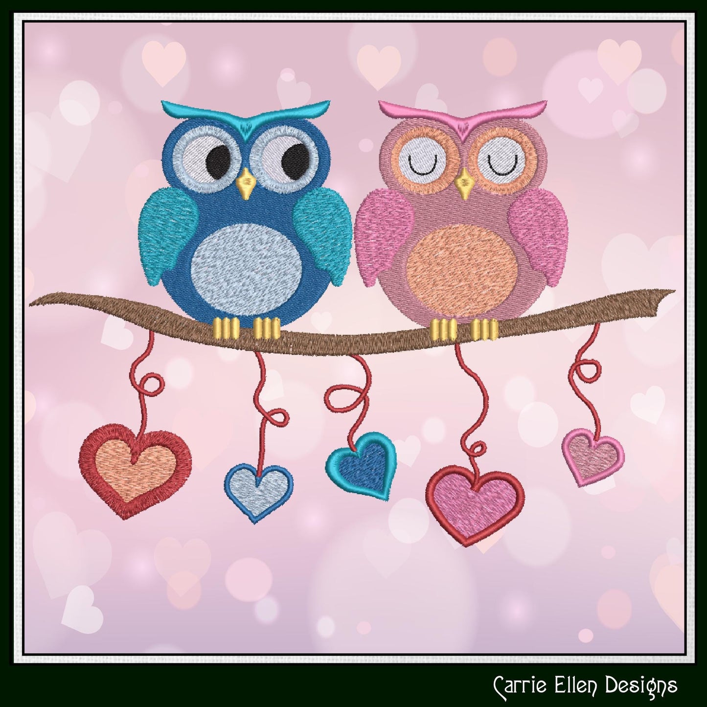 Owl Love Machine Embroidery Design – Valentine’s Day Holiday Pattern, Loving Bird Couple, 6 Sizes (3137)