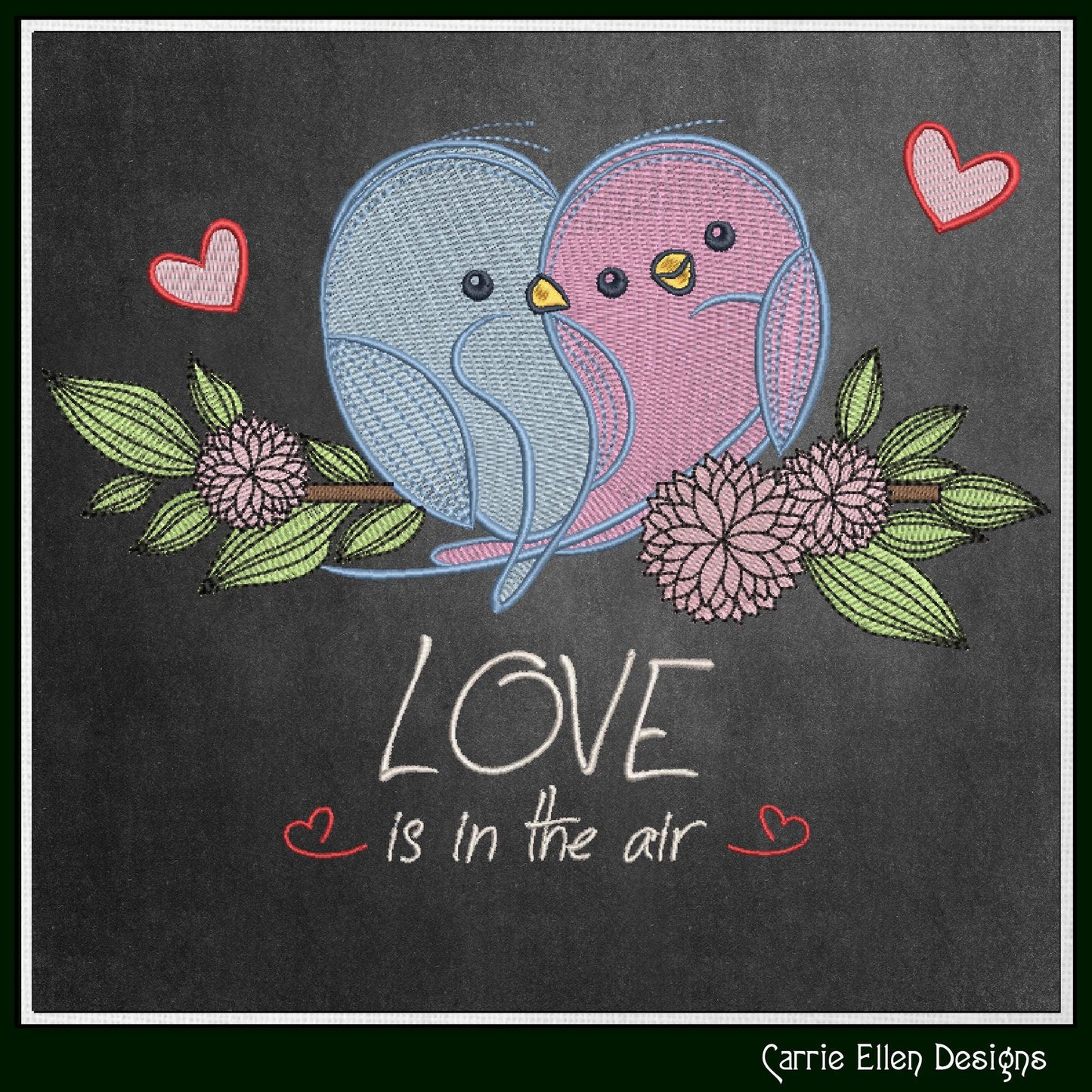 Love Bird Machine Embroidery Design – Valentine’s Day Holiday Pattern, Love Is in the Air Romantic Design, 6 Sizes (3135)