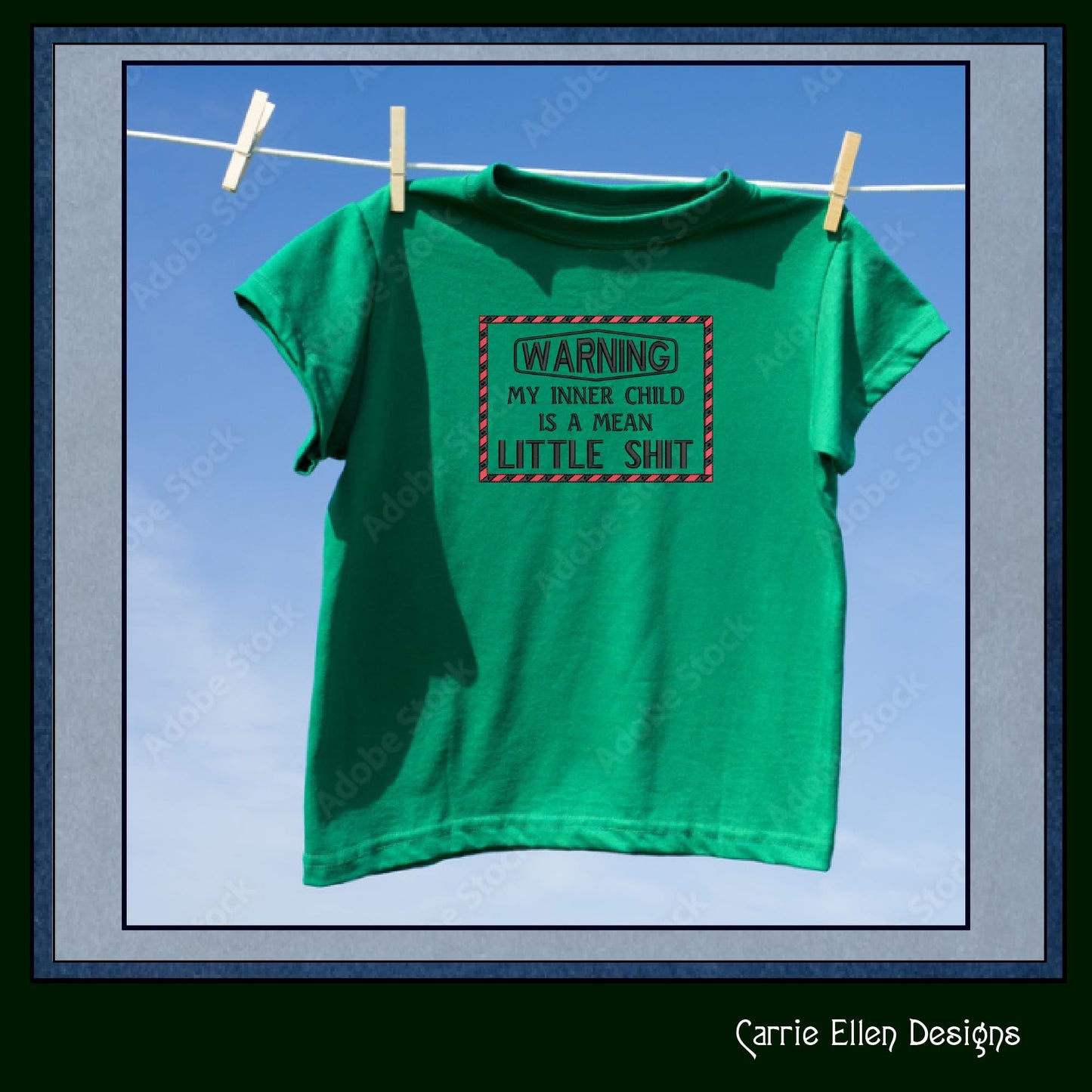 Snarky Warning Machine Embroidery Design, Sarcastic Embroidery Saying, Warning My Inner Child is a Little Shit, 6 Sizes (2329)