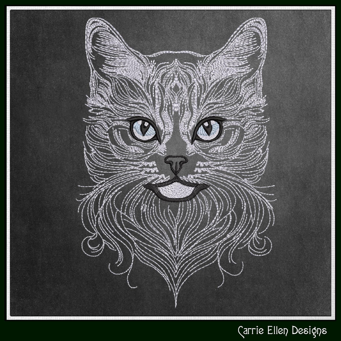 Cat Machine Embroidery Design, Artistic Feline Line Art, Tattoo Art, Detailed Pet Sketch Design, 6 Sizes (3150)