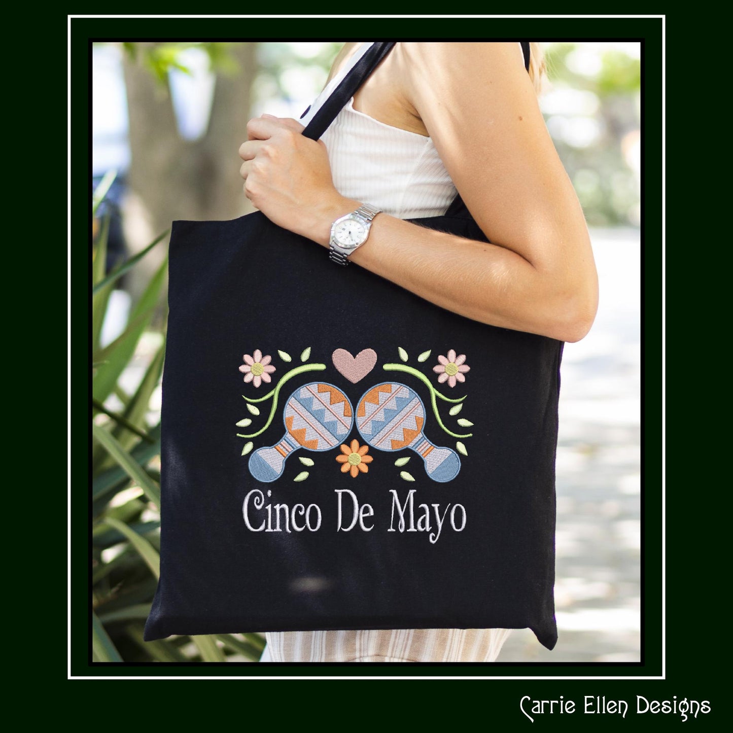 Cinco De Mayo Machine Embroidery Design, Fiesta Décor, Maraca Embroidery Pattern, Mexican Celebration, 6 Sizes (3206)