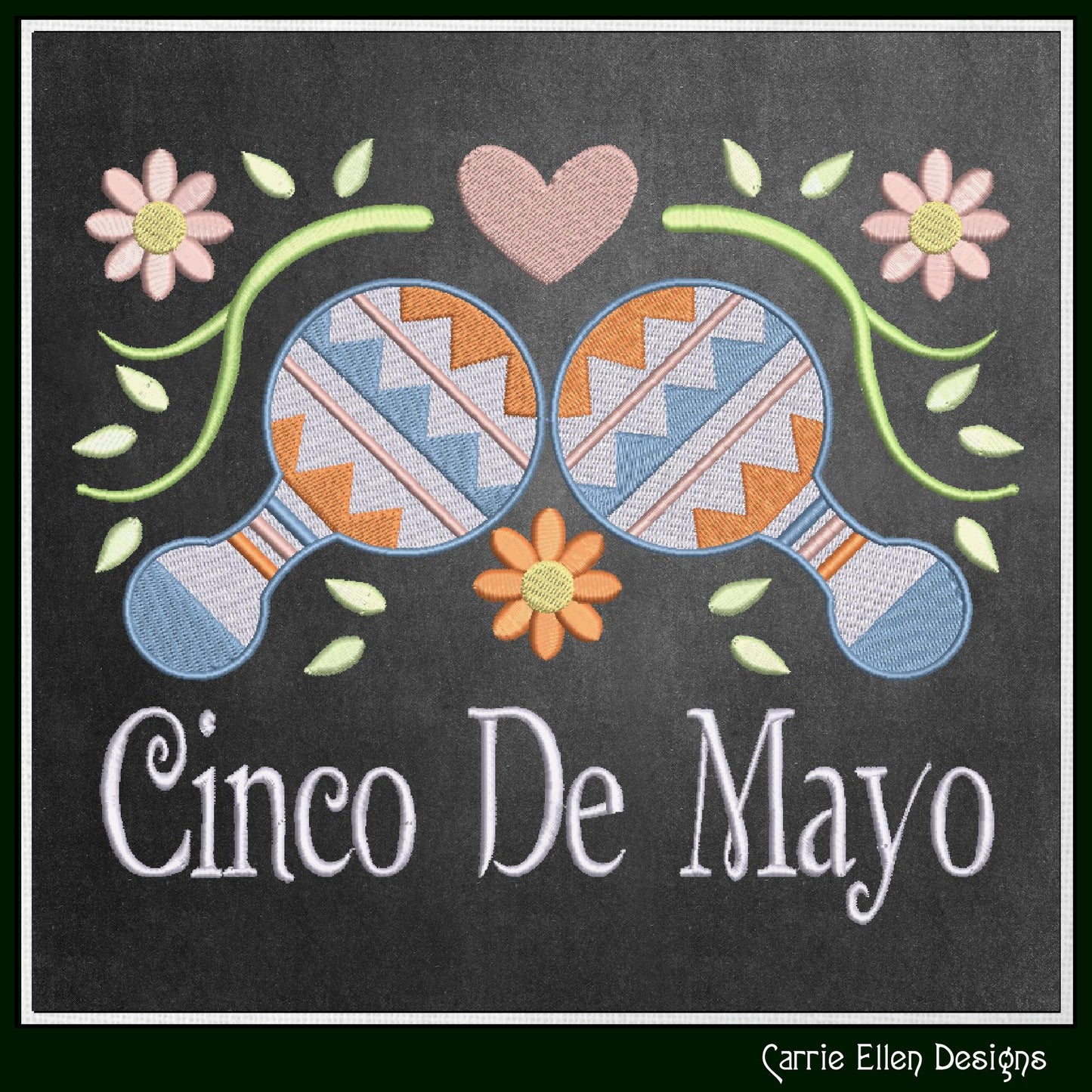 Cinco De Mayo Machine Embroidery Design, Fiesta Décor, Maraca Embroidery Pattern, Mexican Celebration, 6 Sizes (3206)
