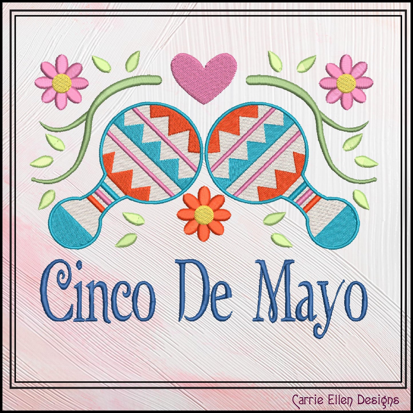 Cinco De Mayo Machine Embroidery Design, Fiesta Décor, Maraca Embroidery Pattern, Mexican Celebration, 6 Sizes (3206)