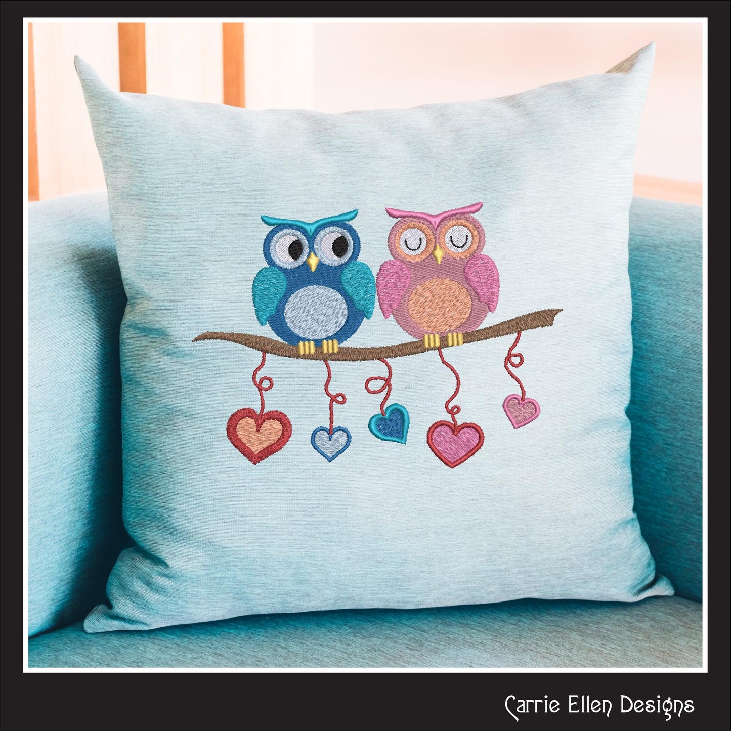 Owl Love Machine Embroidery Design – Valentine’s Day Holiday Pattern, Loving Bird Couple, 6 Sizes (3137)